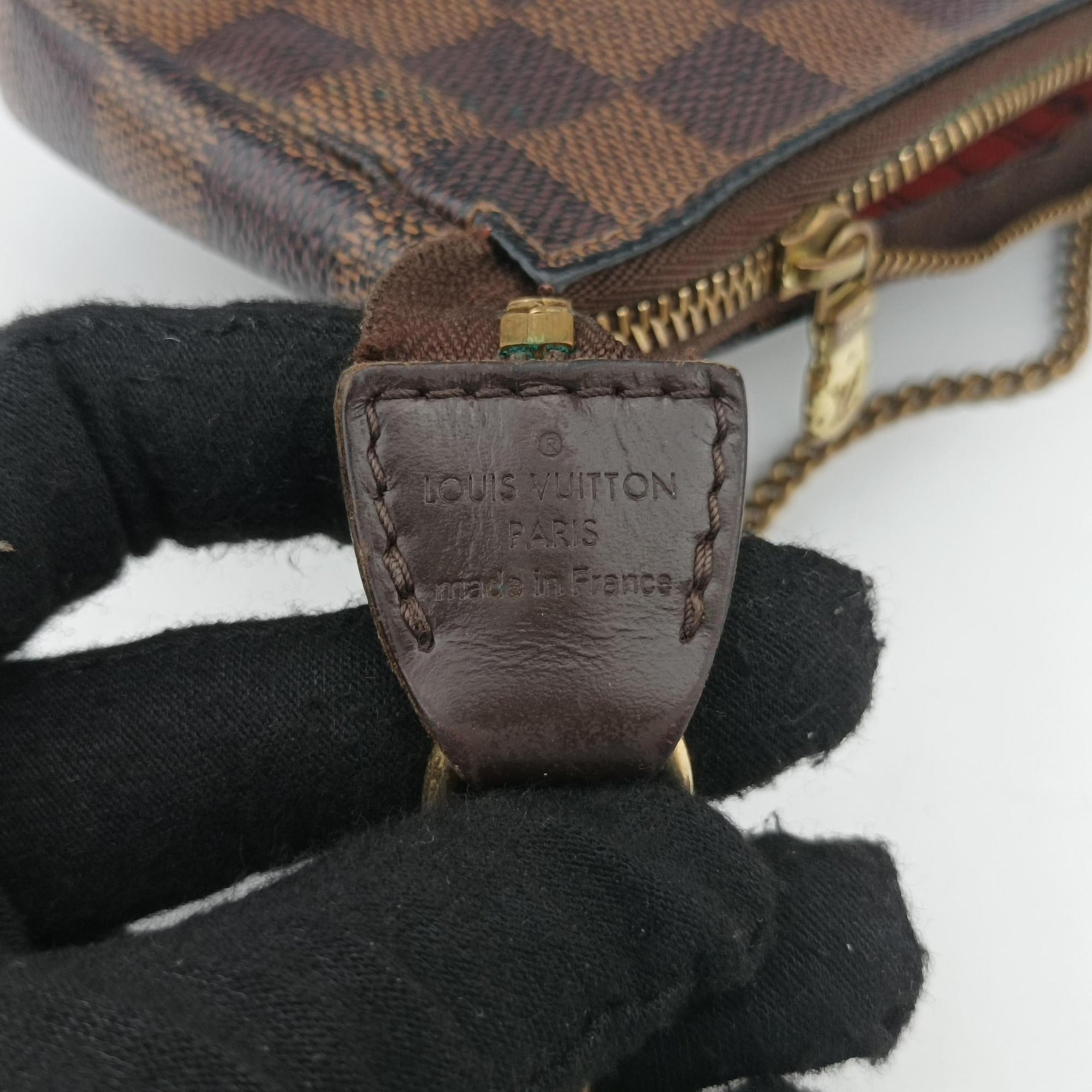 Secondhand Louis Vuitton T&B Mini Pochette Accessoires EBENE×multi Damier Canvas N58011 handbag | stylenewstar