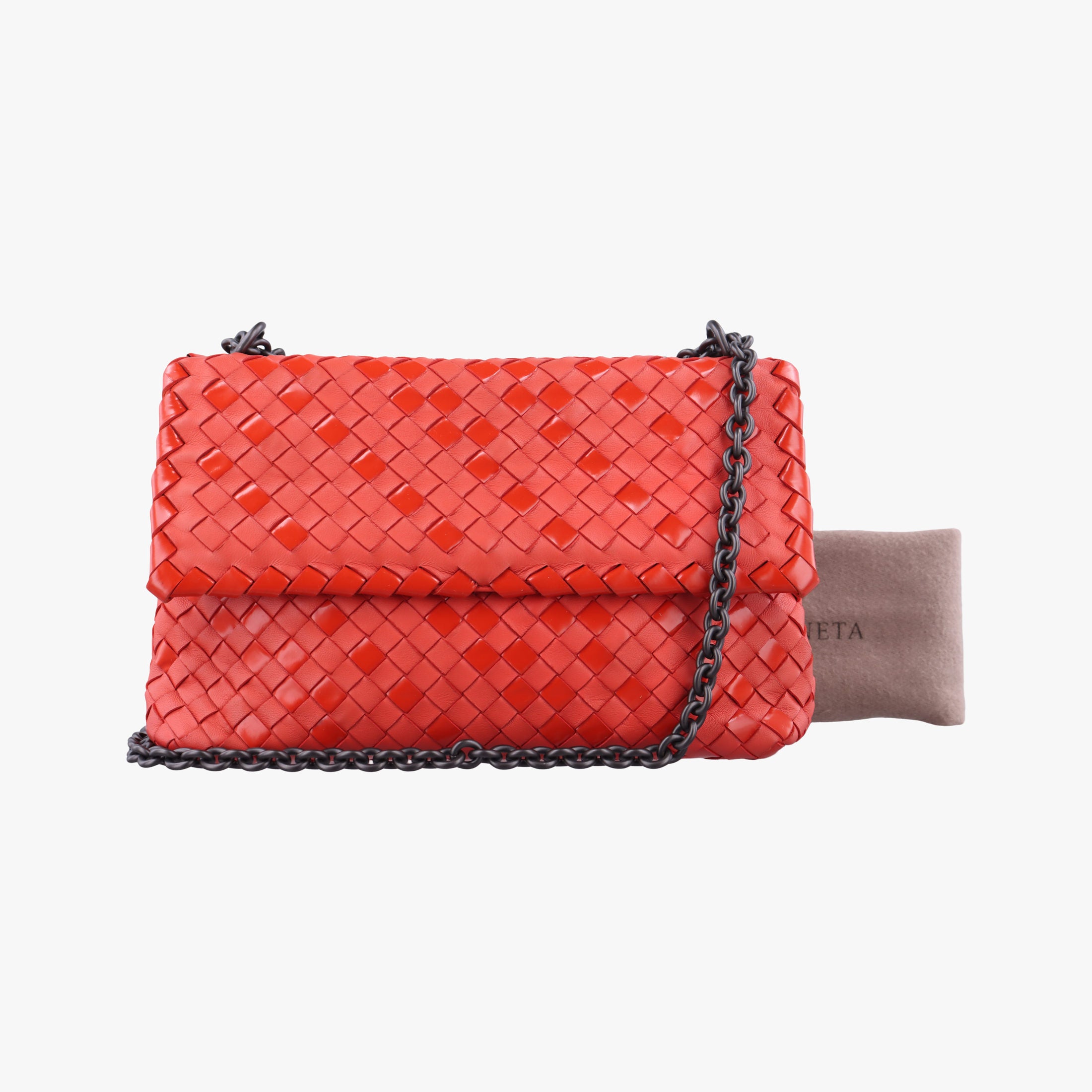 Pre-owned Bottega Veneta Intrecciato Olimpia Red lambskin  shoulderbag | stylenewstar