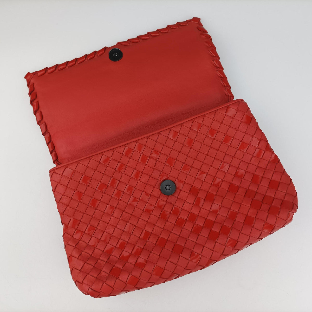 Pre-owned Bottega Veneta Intrecciato Olimpia Red lambskin  shoulderbag | stylenewstar