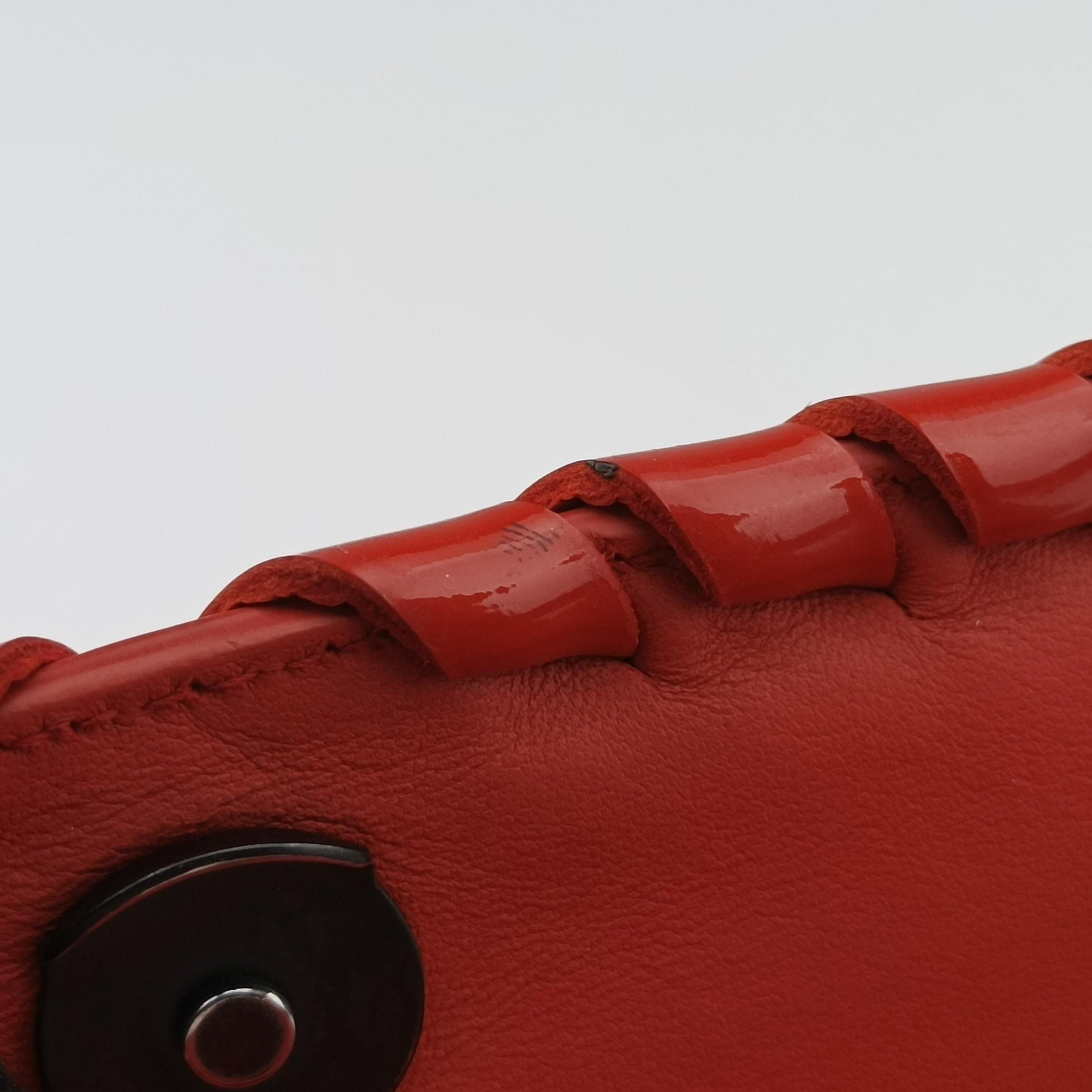 Pre-owned Bottega Veneta Intrecciato Olimpia Red lambskin  shoulderbag | stylenewstar