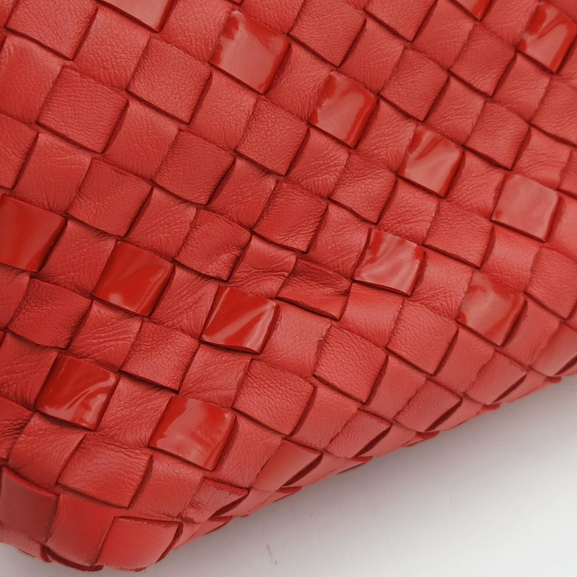 Pre-owned Bottega Veneta Intrecciato Olimpia Red lambskin  shoulderbag | stylenewstar