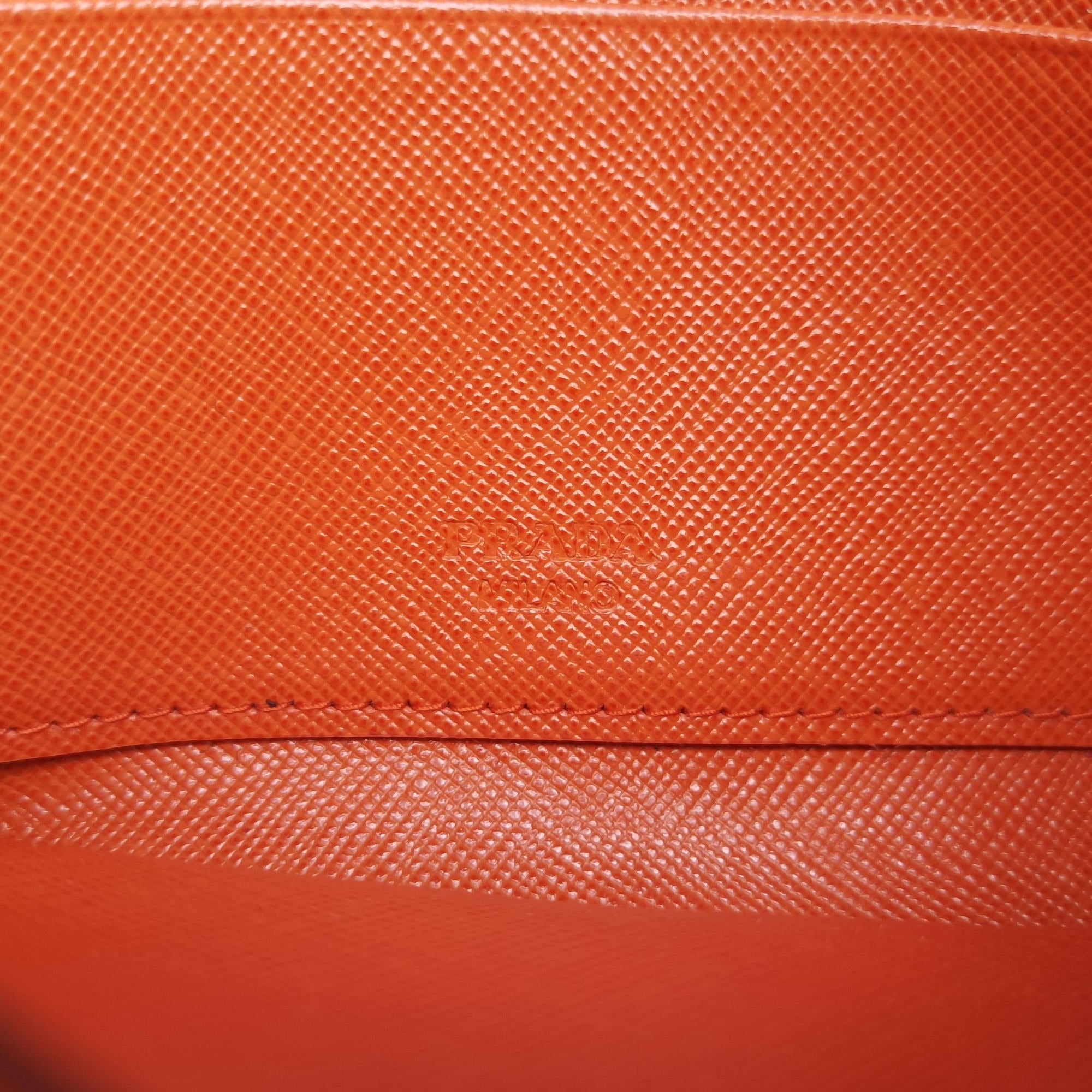 Pre-owned Prada Envelope Red x Orange Saffiano Leather  shoulderbag | stylenewstar
