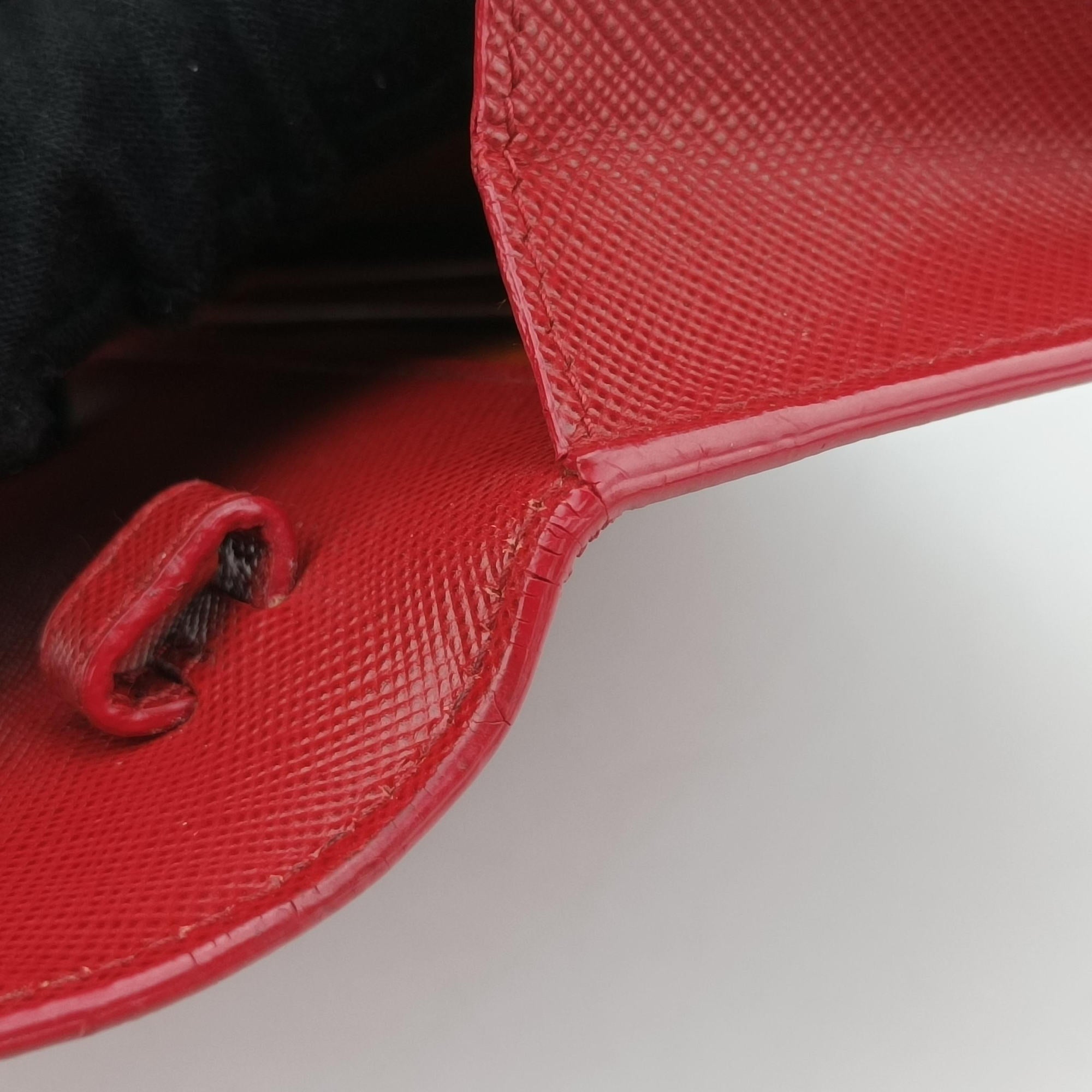 Pre-owned Prada Envelope Red x Orange Saffiano Leather  shoulderbag | stylenewstar