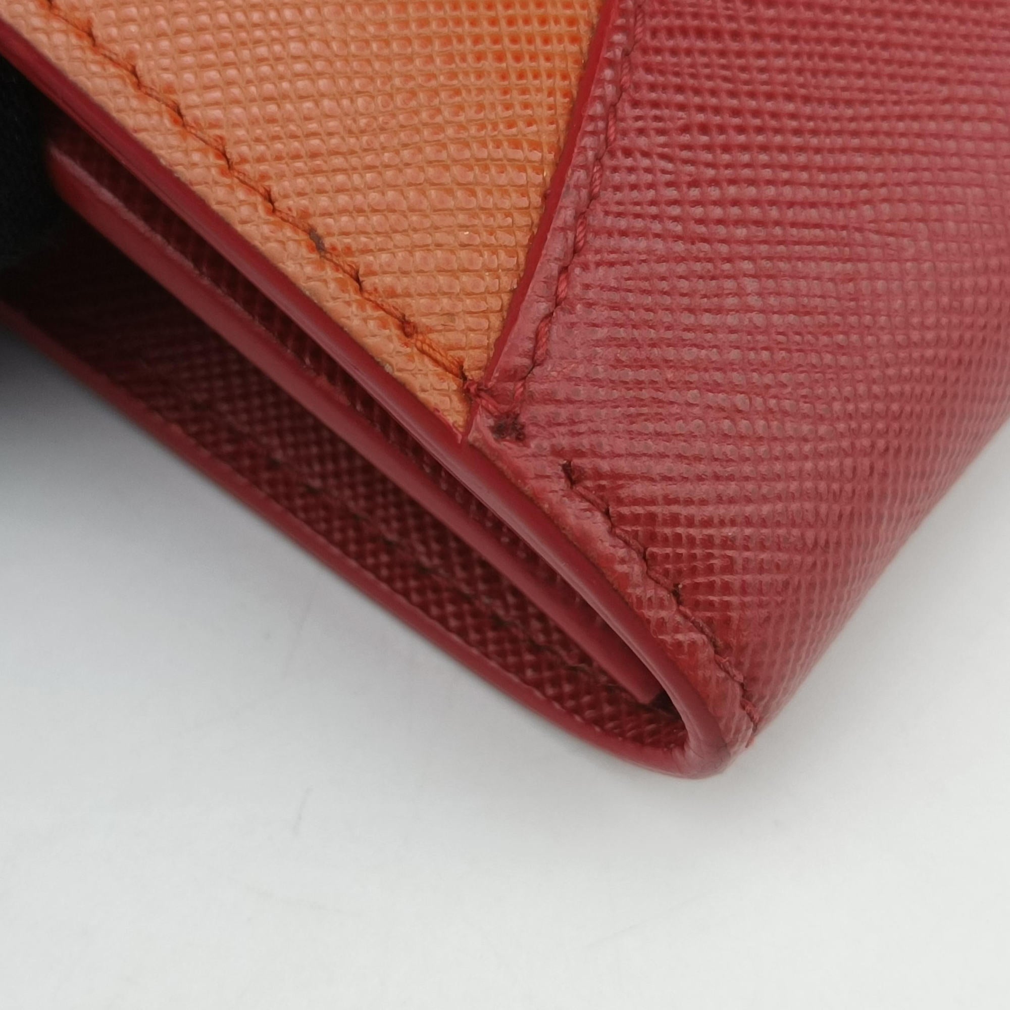 Pre-owned Prada Envelope Red x Orange Saffiano Leather  shoulderbag | stylenewstar