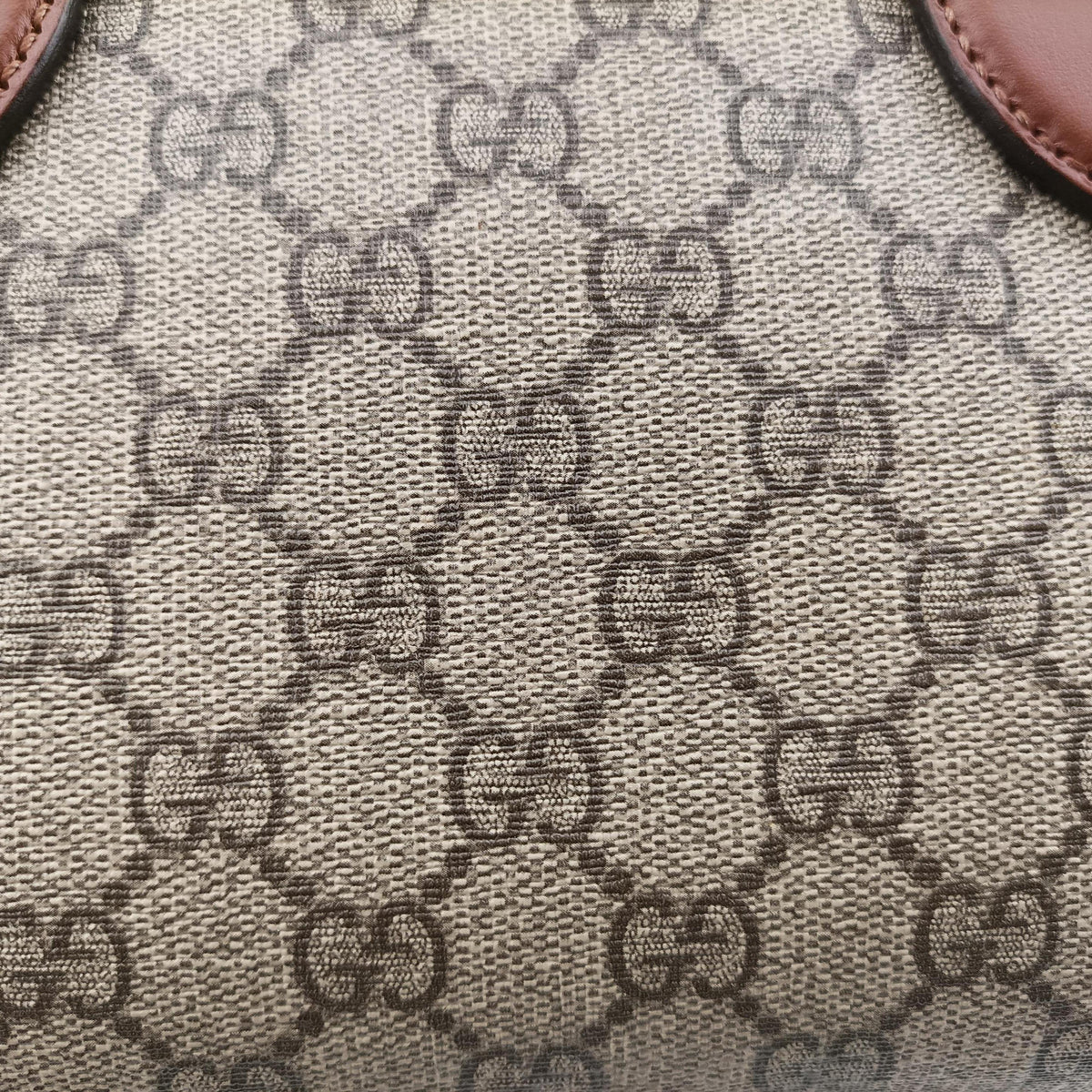 Pre-owned Gucci GG SUPREME beige×brown PVC coated canvas×Leather 409529 shoulderbag | stylenewstar