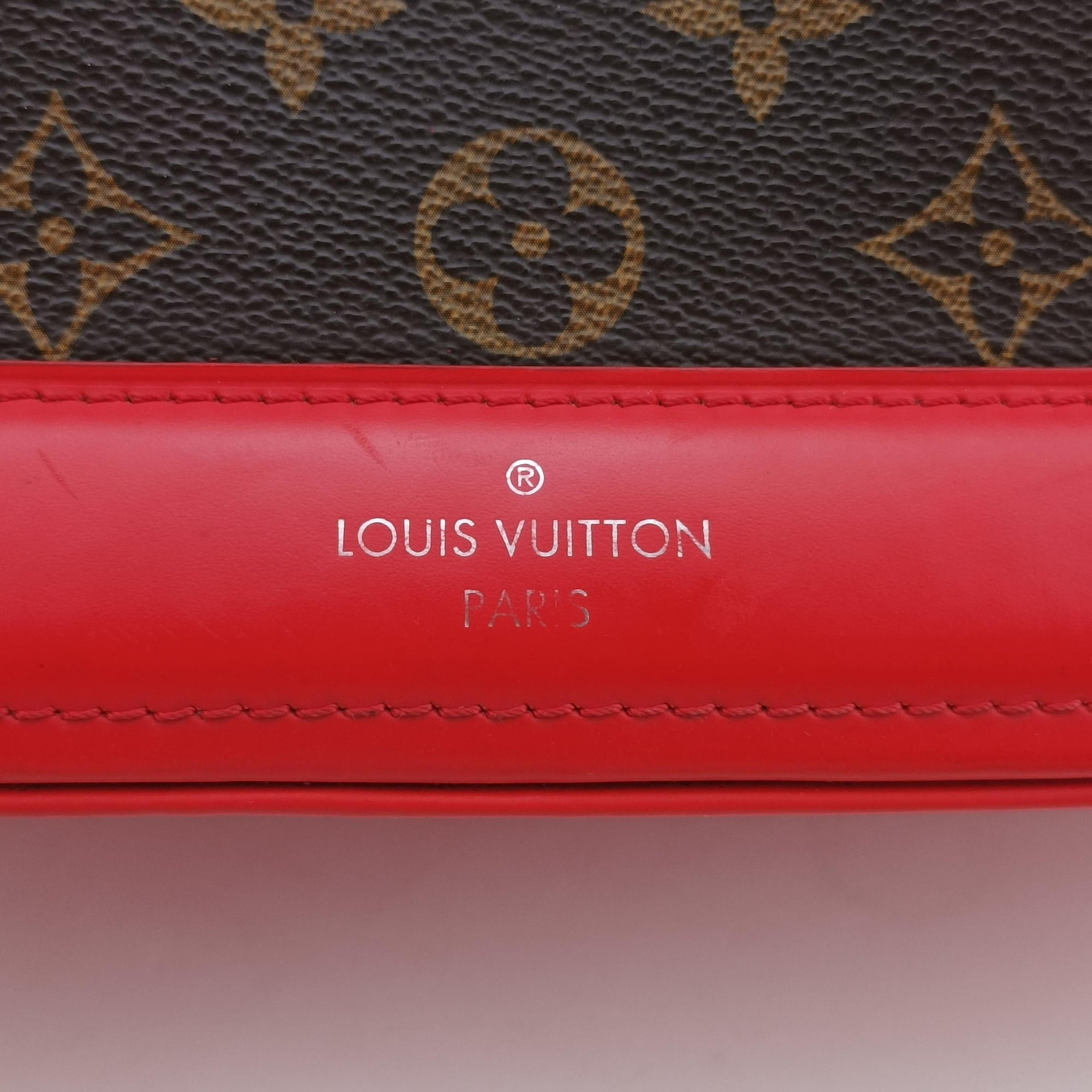 Pre-owned Louis Vuitton Dora PM brown×COQUELICOT Monogram canvas×calf leather M40274 handbag | stylenewstar