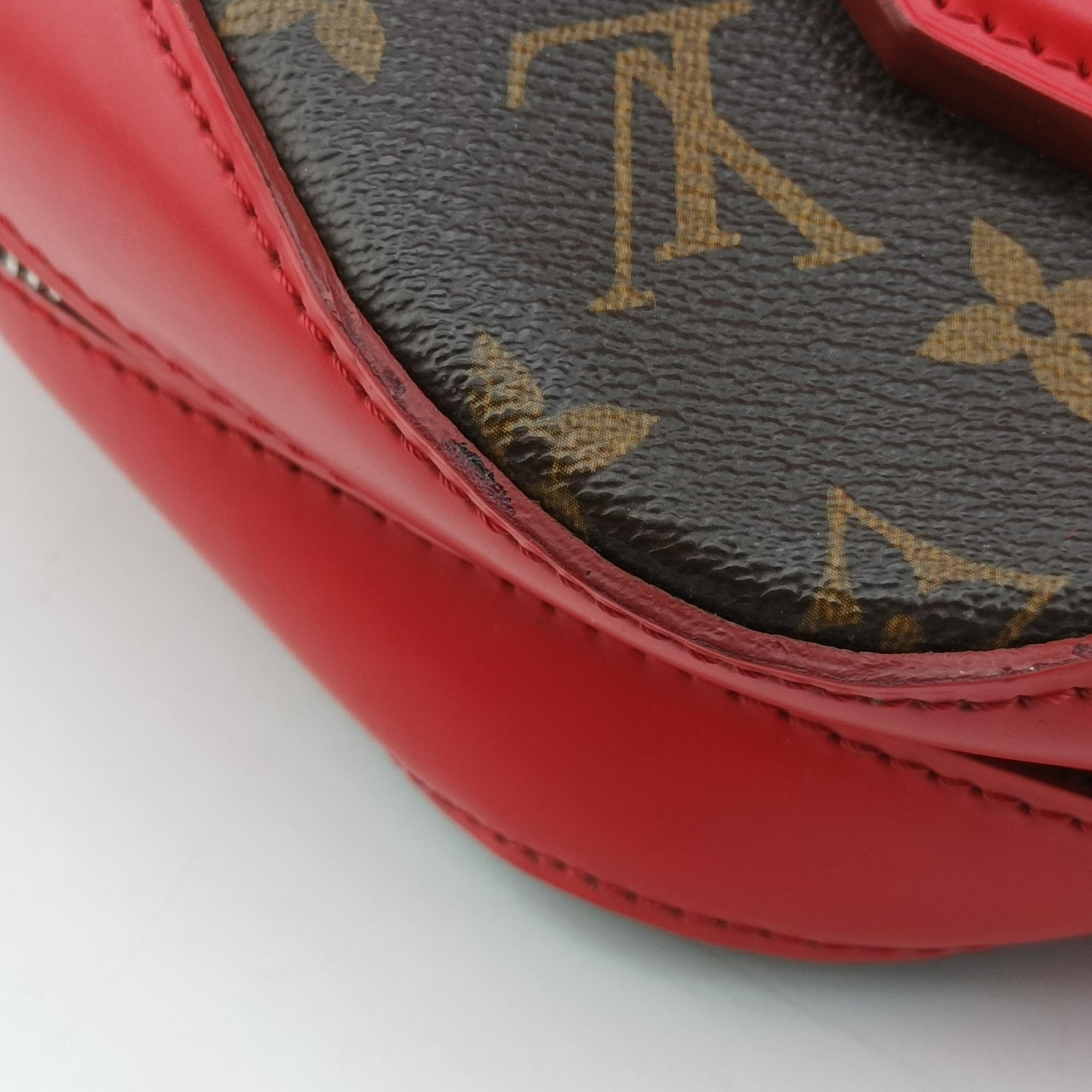 Pre-owned Louis Vuitton Dora PM brown×COQUELICOT Monogram canvas×calf leather M40274 handbag | stylenewstar