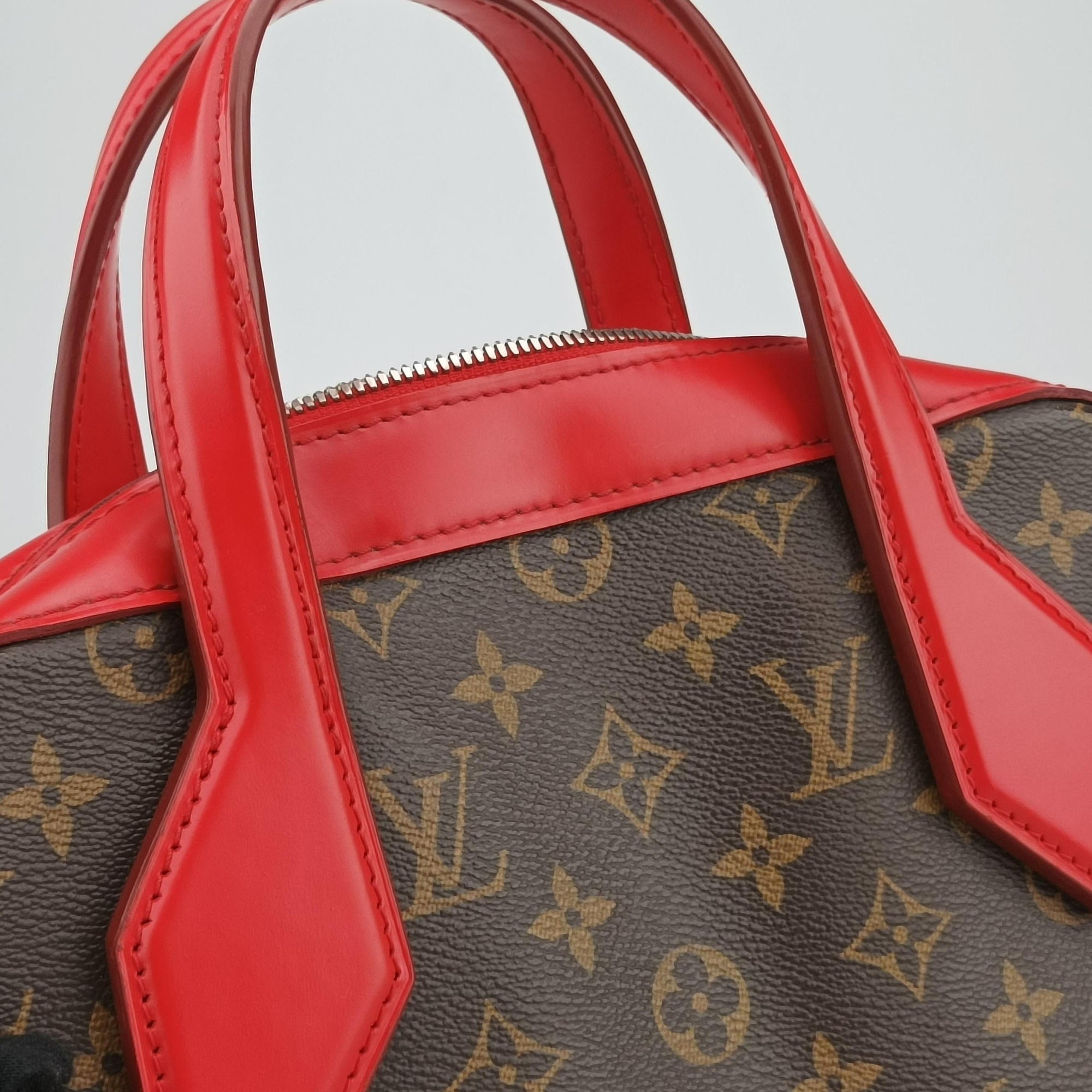 Pre-owned Louis Vuitton Dora PM brown×COQUELICOT Monogram canvas×calf leather M40274 handbag | stylenewstar