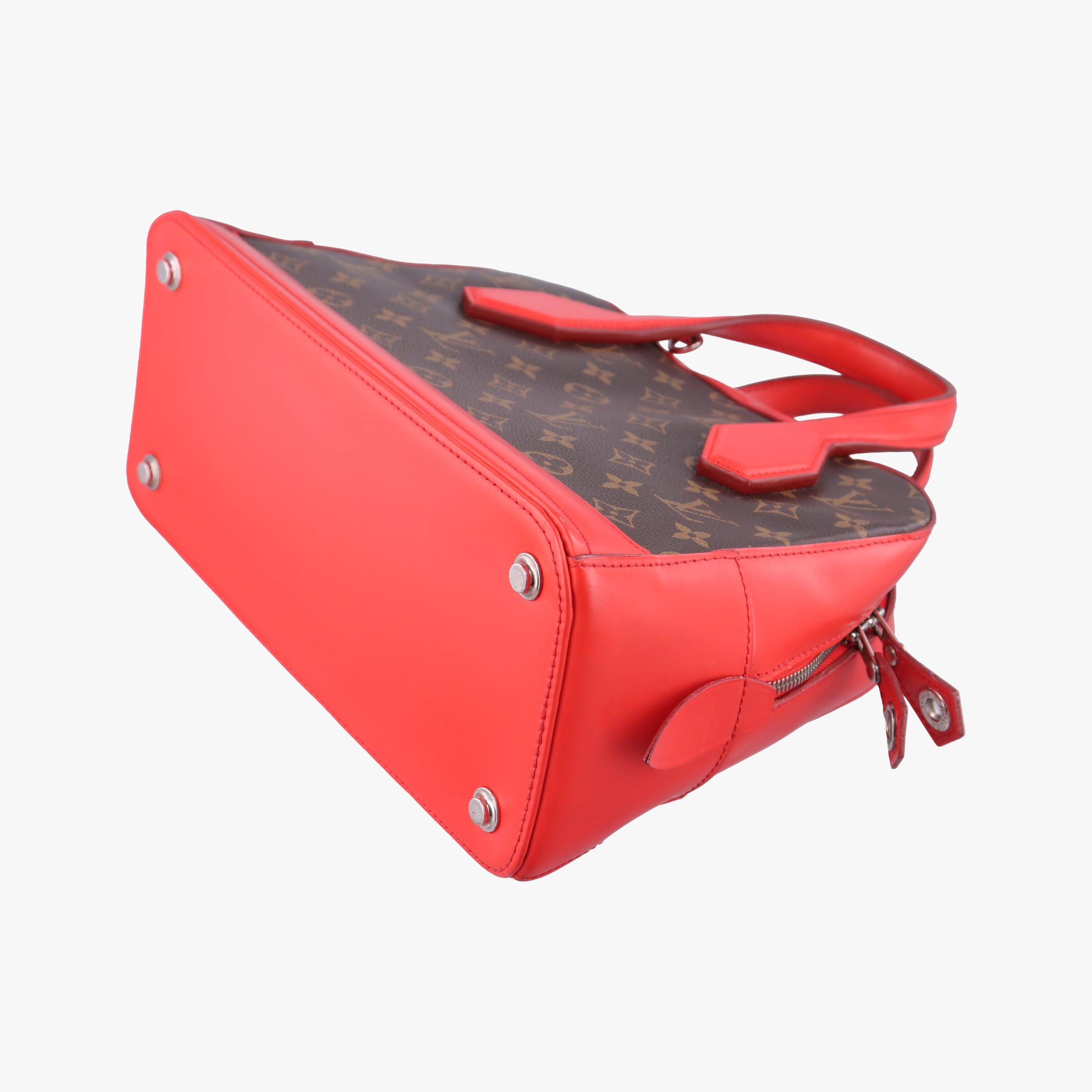 Pre-owned Louis Vuitton Dora PM brown×COQUELICOT Monogram canvas×calf leather M40274 handbag | stylenewstar