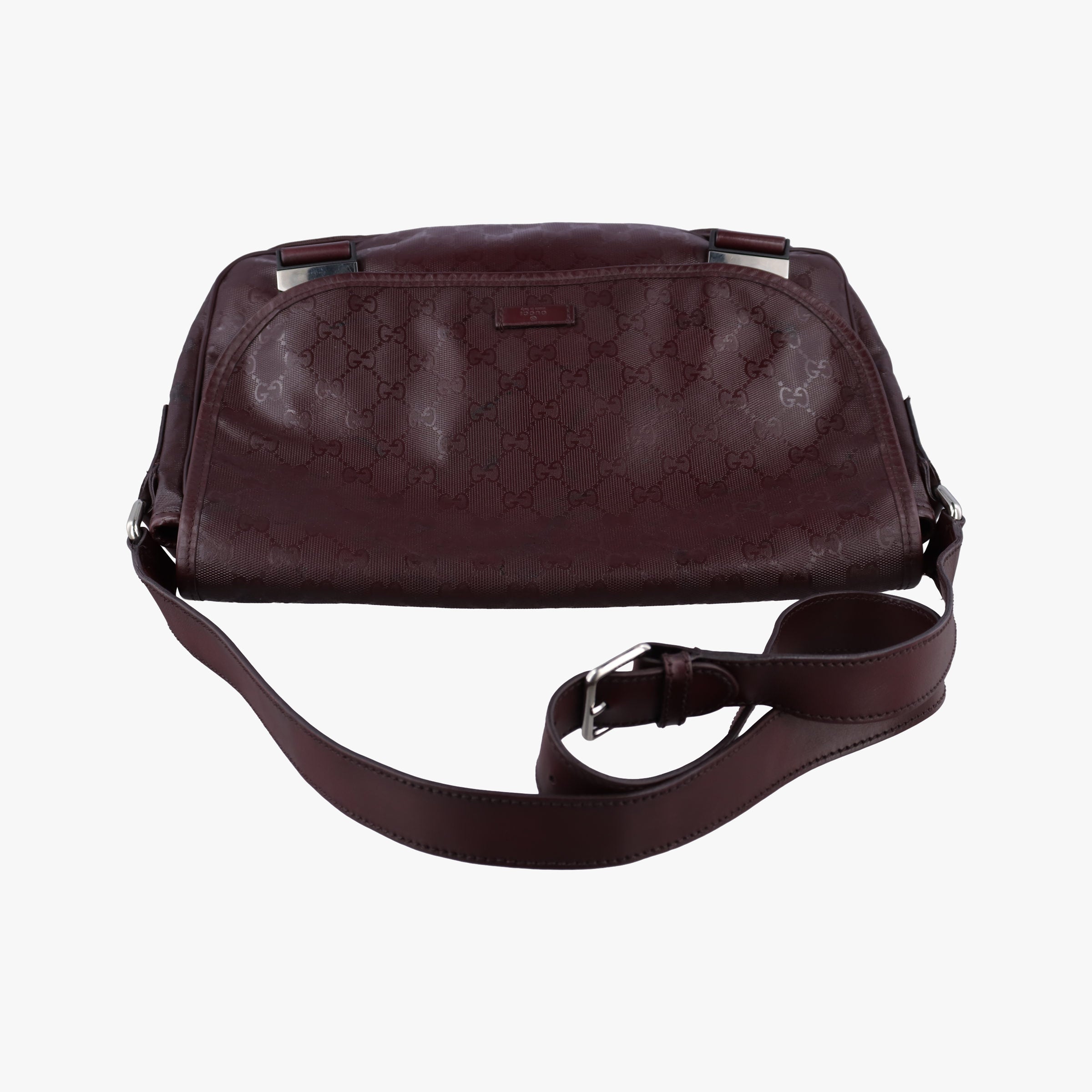 Secondhand Gucci GG Plus Messenger Burgundy PVC coated canvas 201732 shoulderbag | stylenewstar