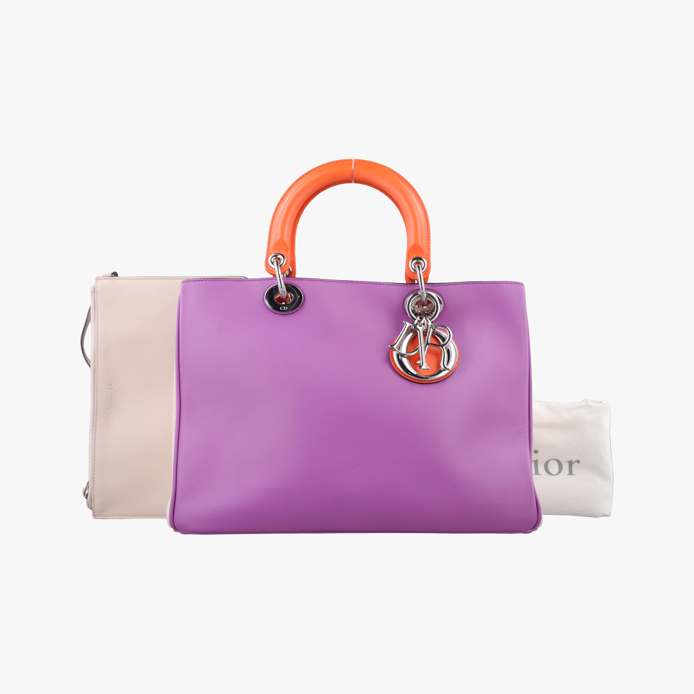 Secondhand Christian Dior Diorissimo Purple×Orange Leather  handbag | stylenewstar