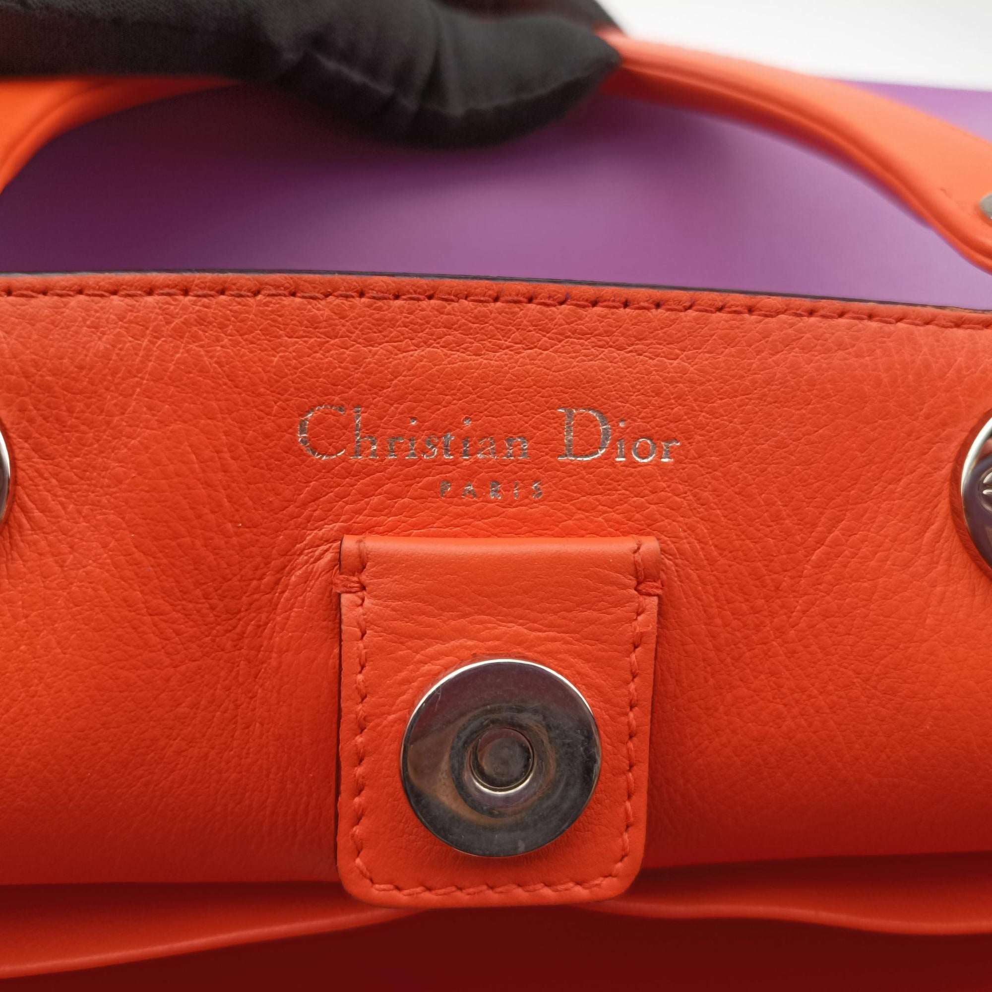 Secondhand Christian Dior Diorissimo Purple×Orange Leather  handbag | stylenewstar