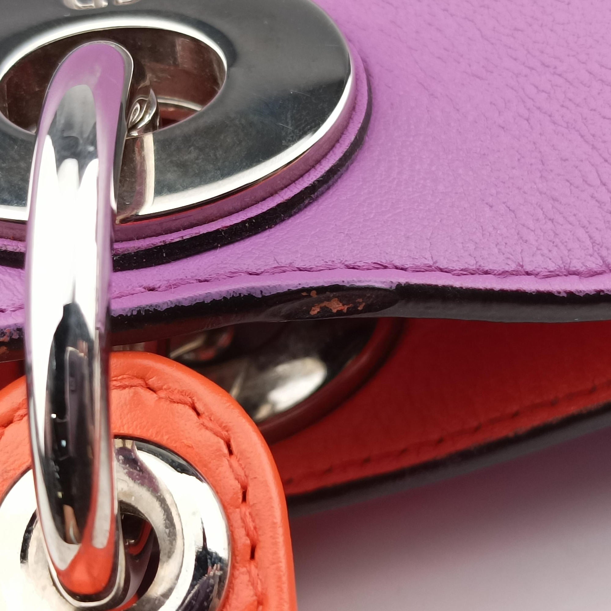 Secondhand Christian Dior Diorissimo Purple×Orange Leather  handbag | stylenewstar