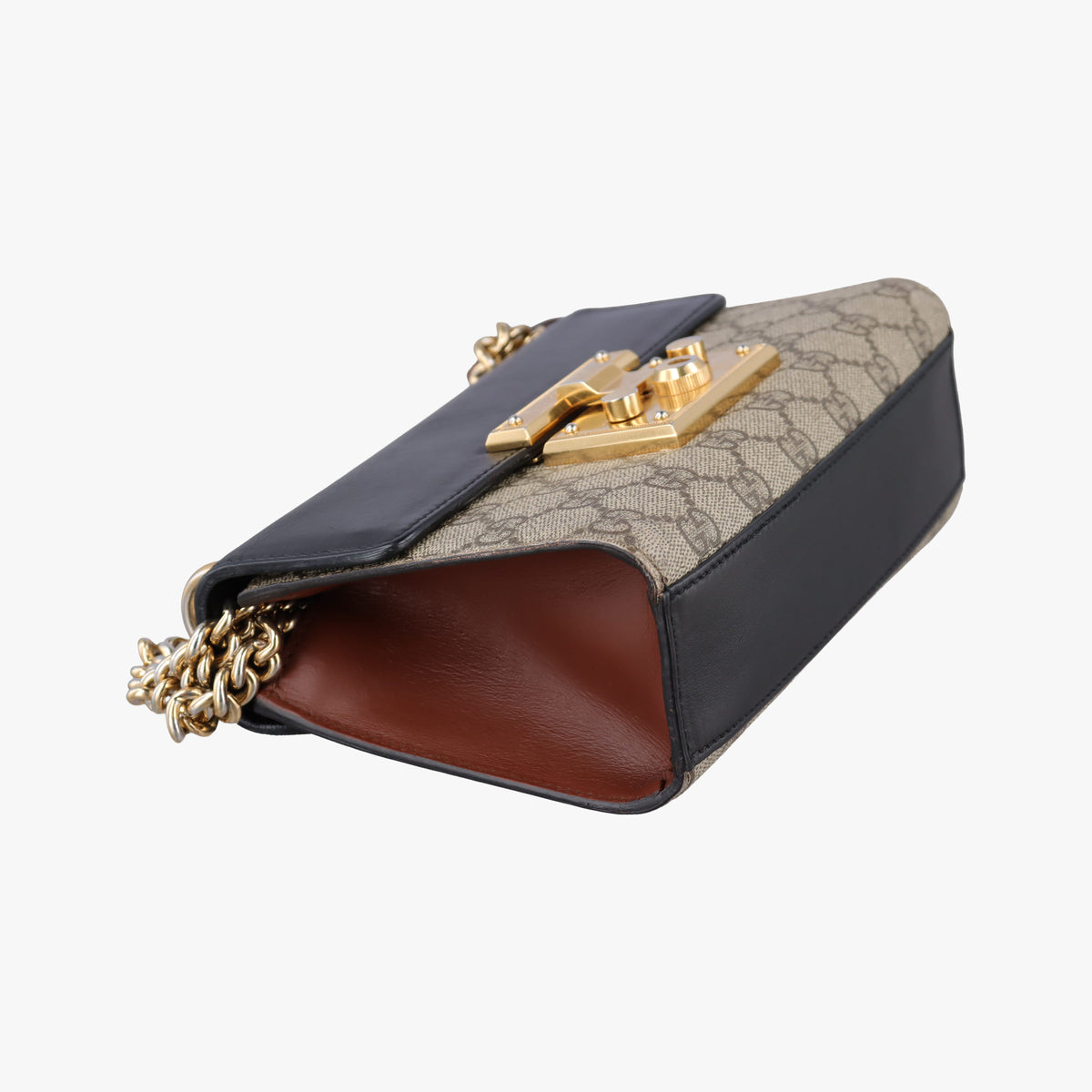 Pre-owned Gucci Padlock beige×black PVC coated canvas×Leather 409487 shoulderbag | stylenewstar