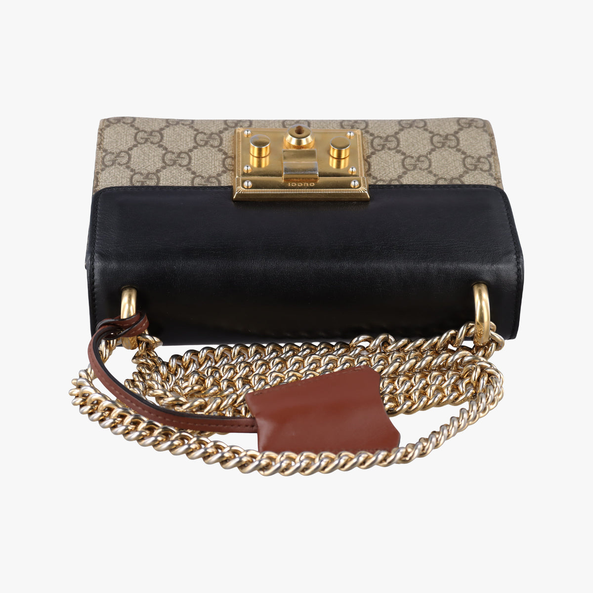 Pre-owned Gucci Padlock beige×black PVC coated canvas×Leather 409487 shoulderbag | stylenewstar