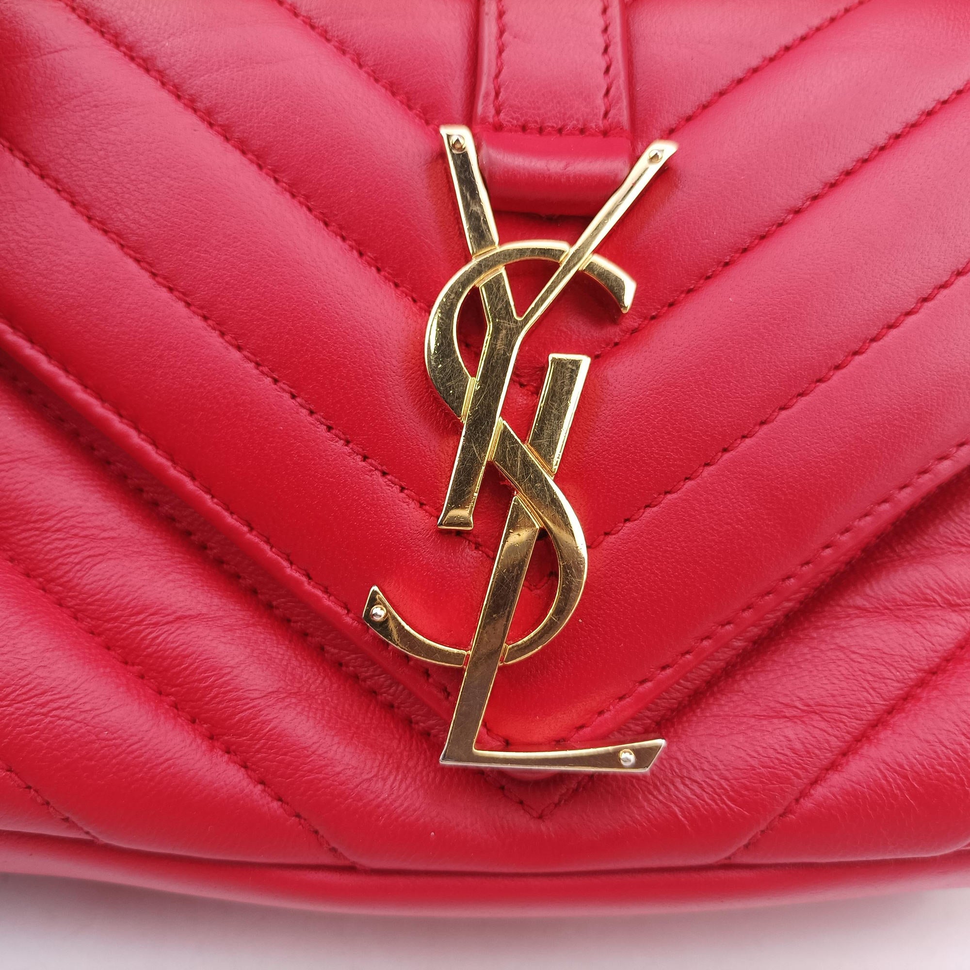 Vintage Yves Saint Laurent Baby Chai Red Leather 399289 shoulderbag | stylenewstar