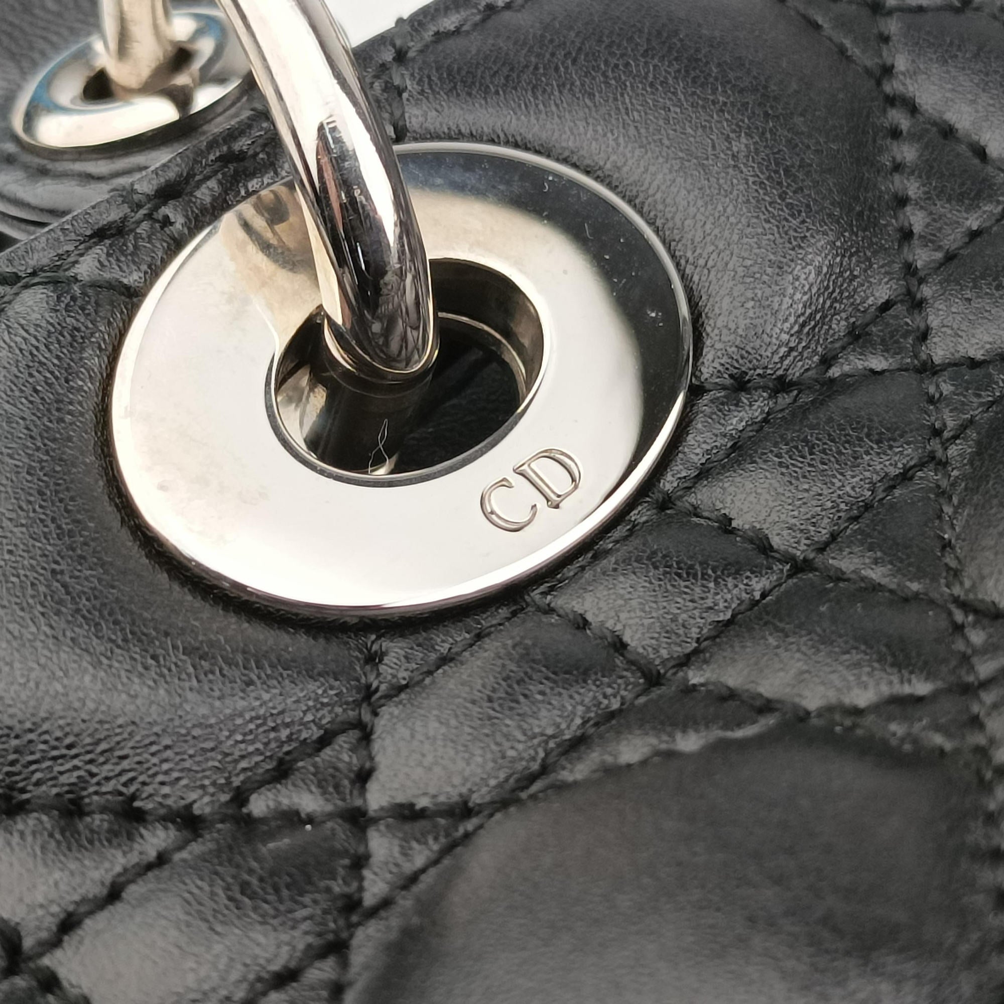 Vintage Christian Dior Lady Dior Black lambskin  handbag | stylenewstar