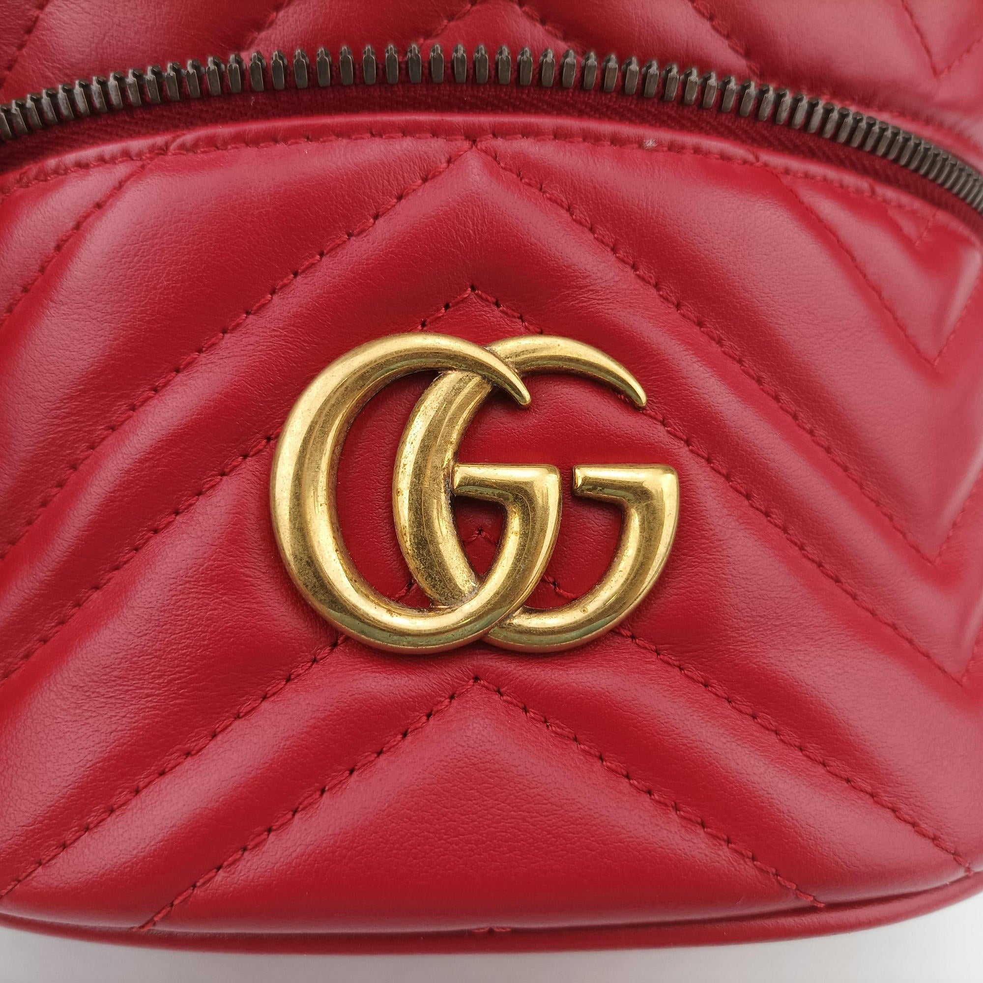 Vintage Gucci GG Marmont Red Leather 598594 backpack/rucksack | stylenewstar