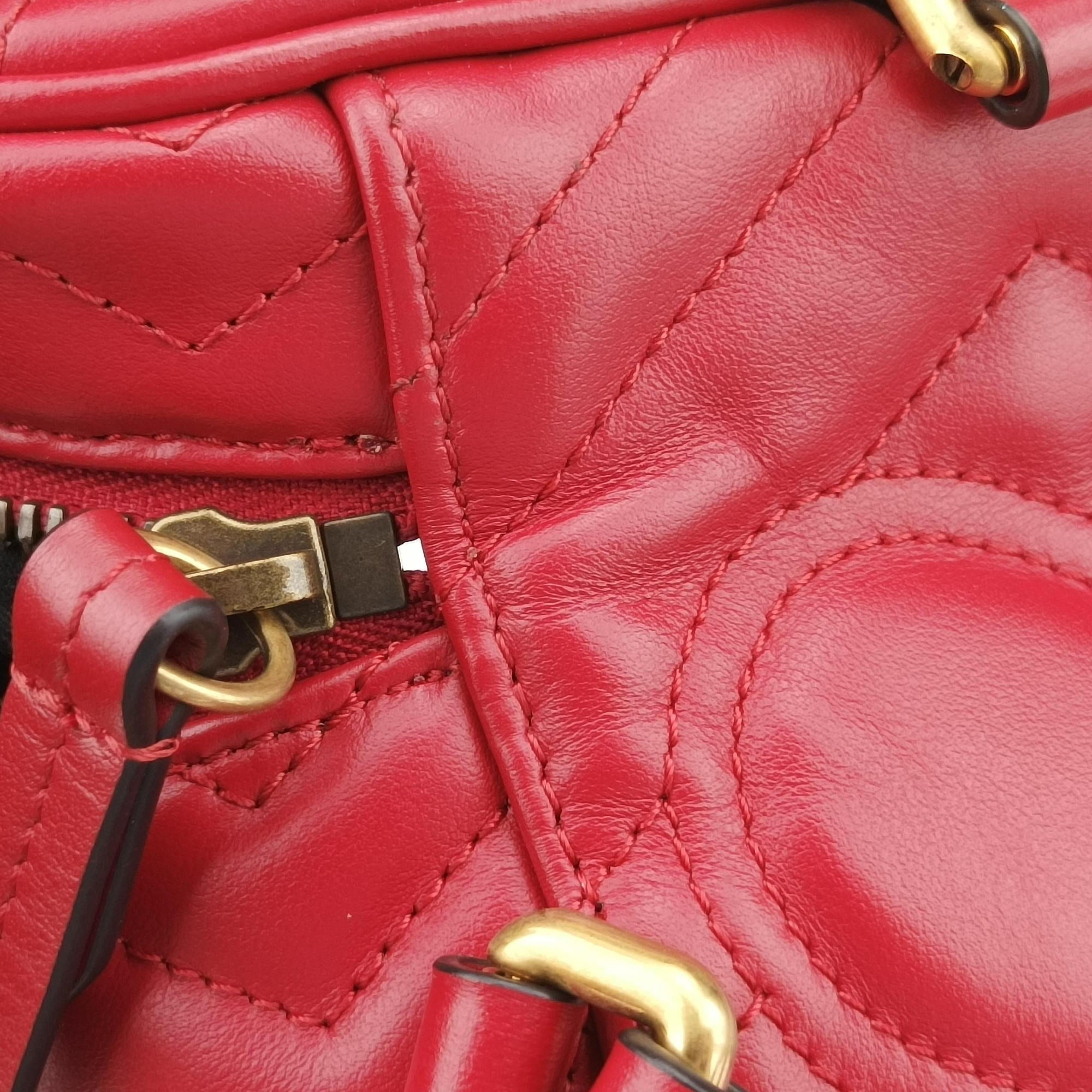 Vintage Gucci GG Marmont Red Leather 598594 backpack/rucksack | stylenewstar