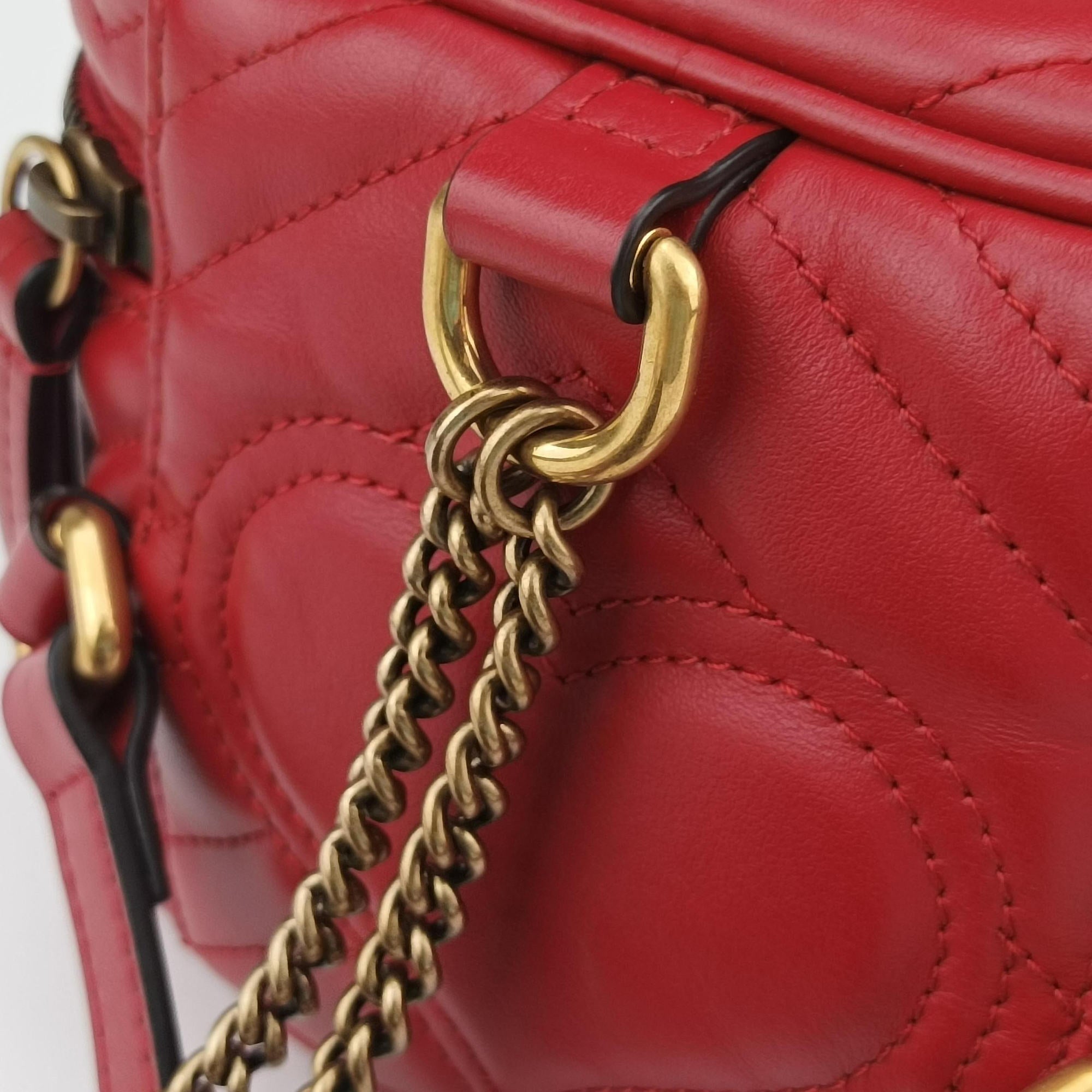 Vintage Gucci GG Marmont Red Leather 598594 backpack/rucksack | stylenewstar