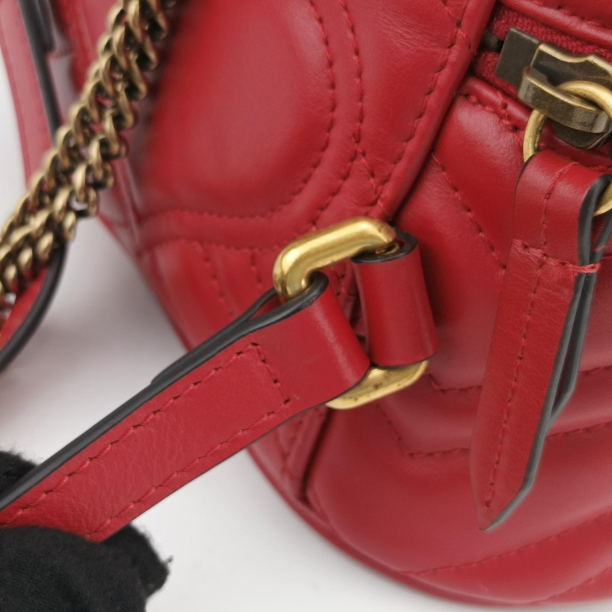 Vintage Gucci GG Marmont Red Leather 598594 backpack/rucksack | stylenewstar
