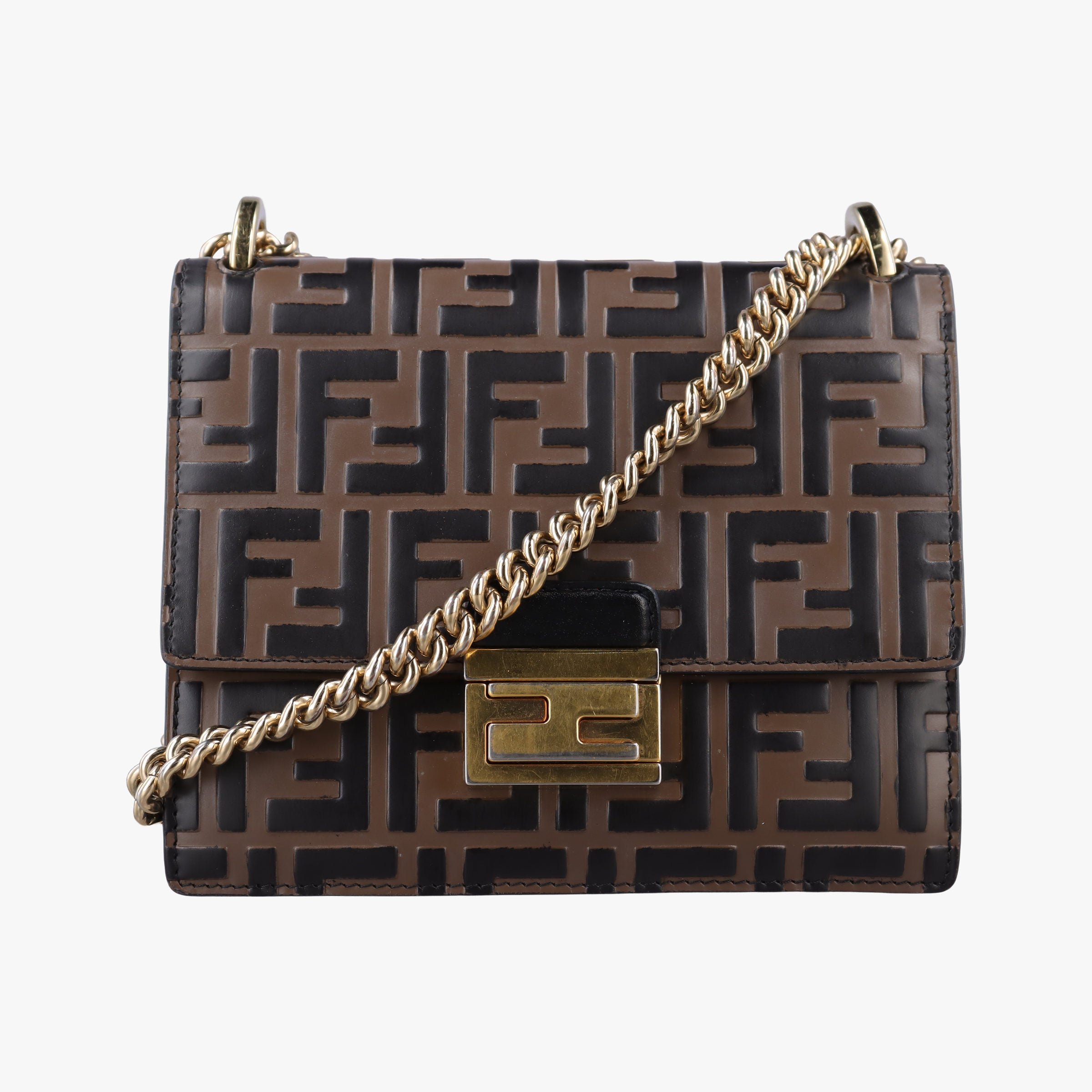 Secondhand Fendi Kan U Brown×black Leather 8M0417 shoulderbag | stylenewstar