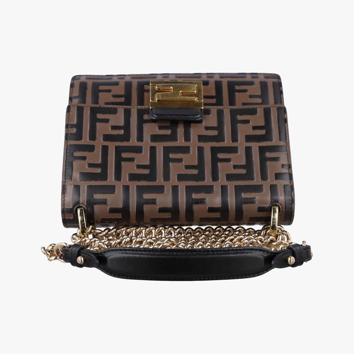 Secondhand Fendi Kan U Brown×black Leather 8M0417 shoulderbag | stylenewstar