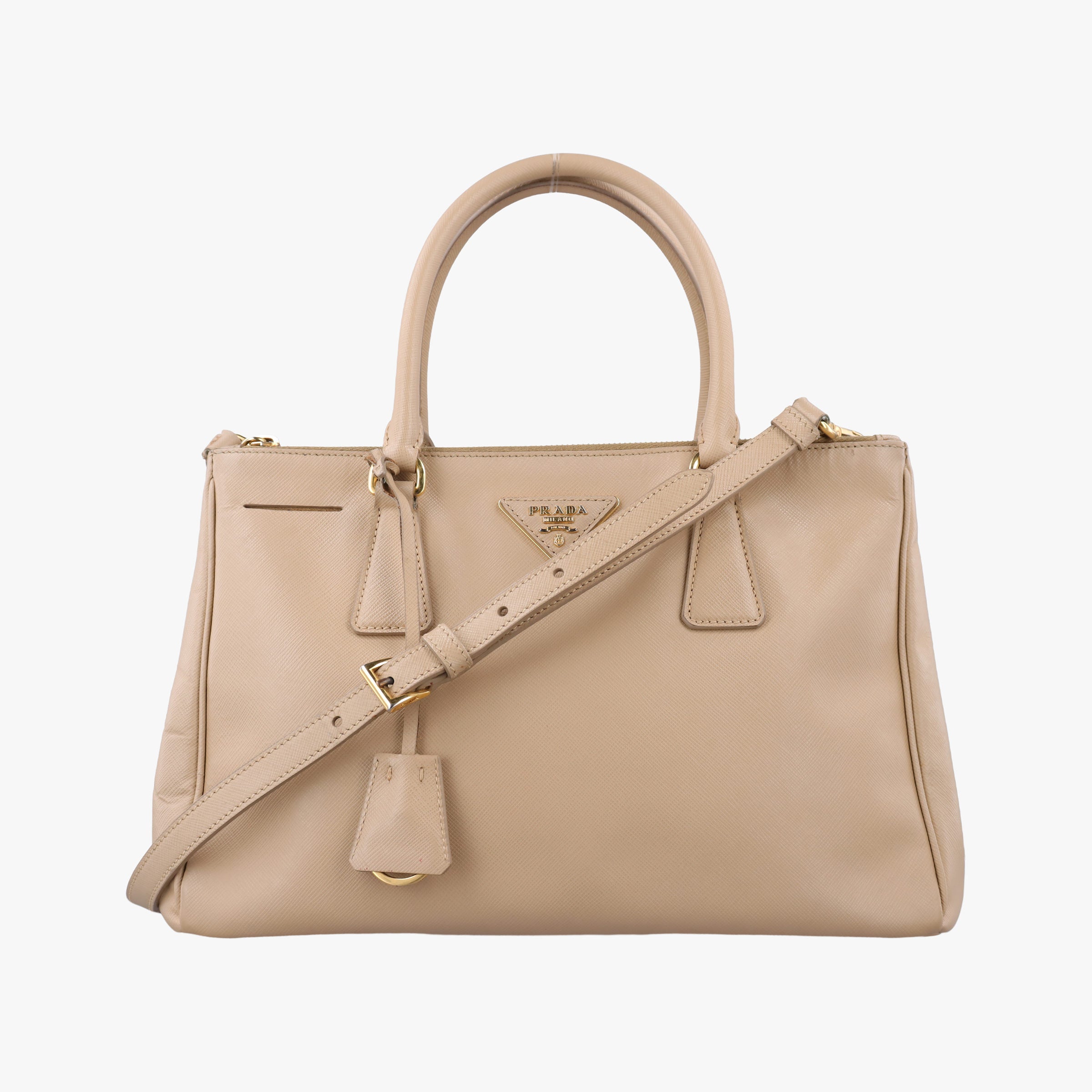 Pre-owned Prada Galleria Beige SAFFIANO Leather BN1786 shoulderbag | stylenewstar