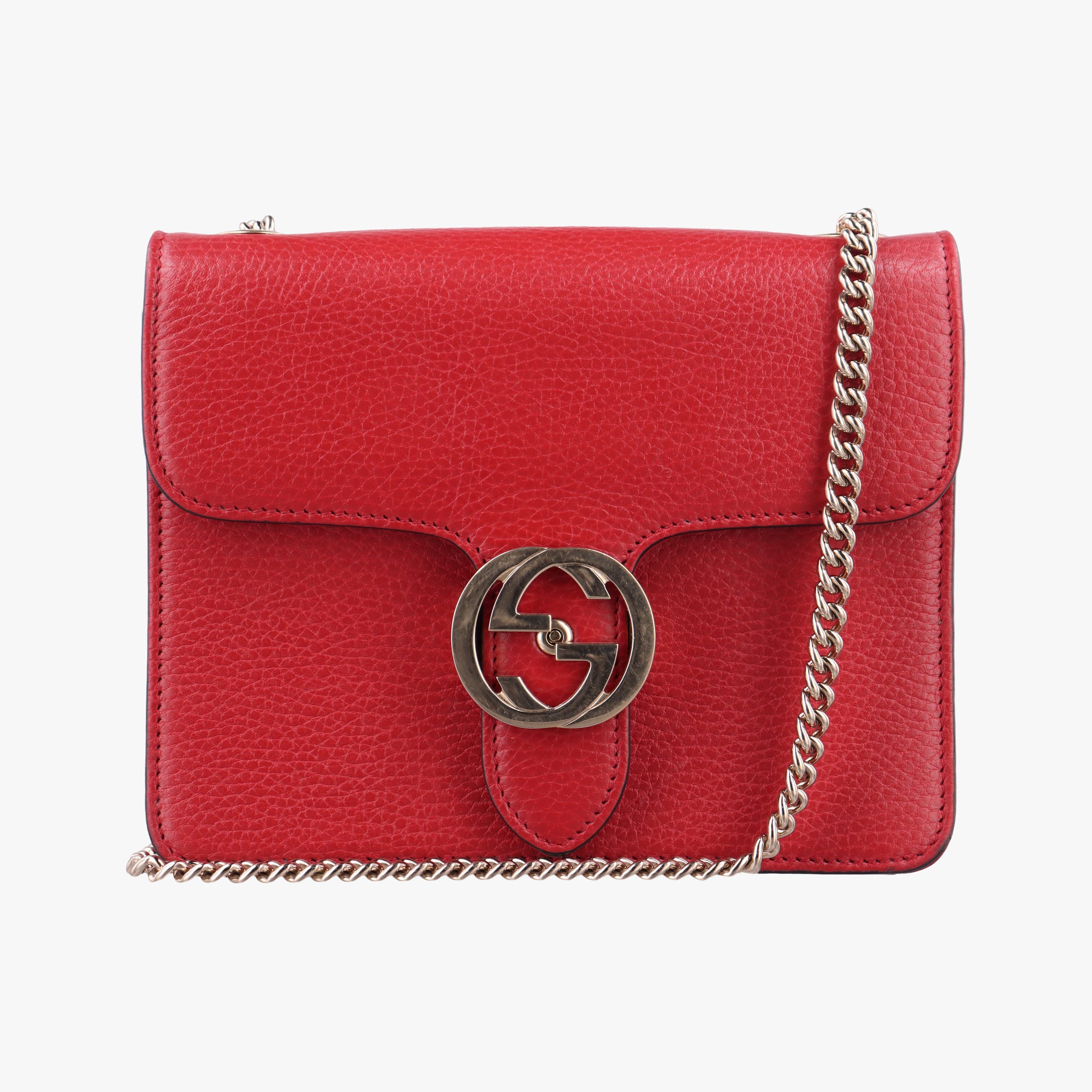 Pre-owned Gucci Interlocking G Red Leather 510304 shoulderbag | stylenewstar