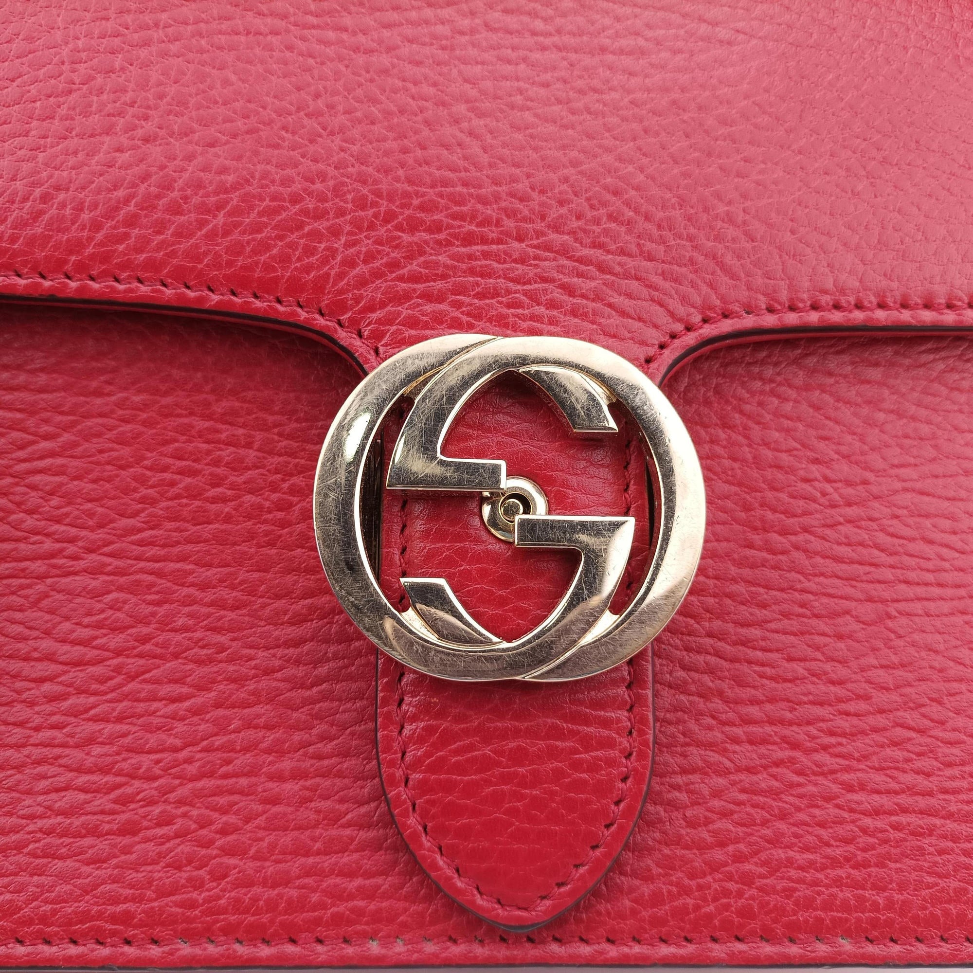 Pre-owned Gucci Interlocking G Red Leather 510304 shoulderbag | stylenewstar