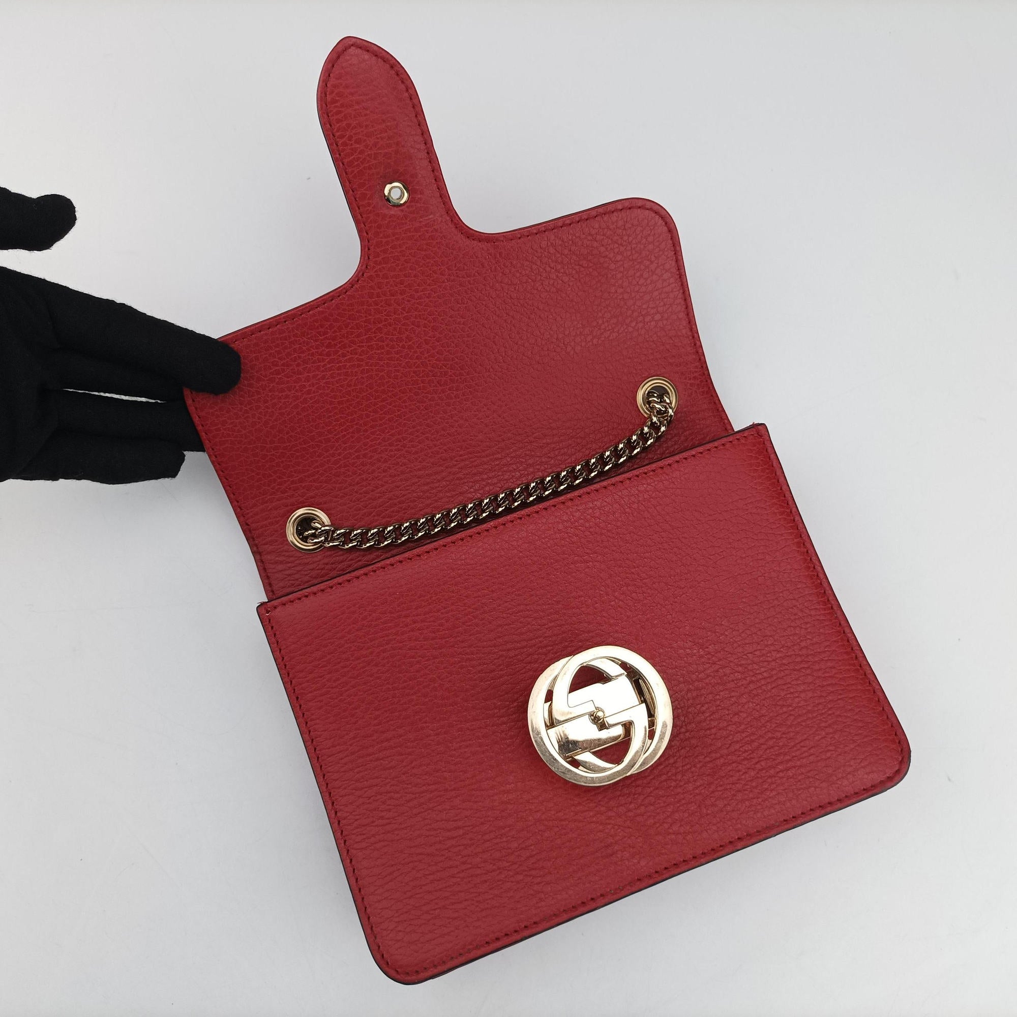 Pre-owned Gucci Interlocking G Red Leather 510304 shoulderbag | stylenewstar