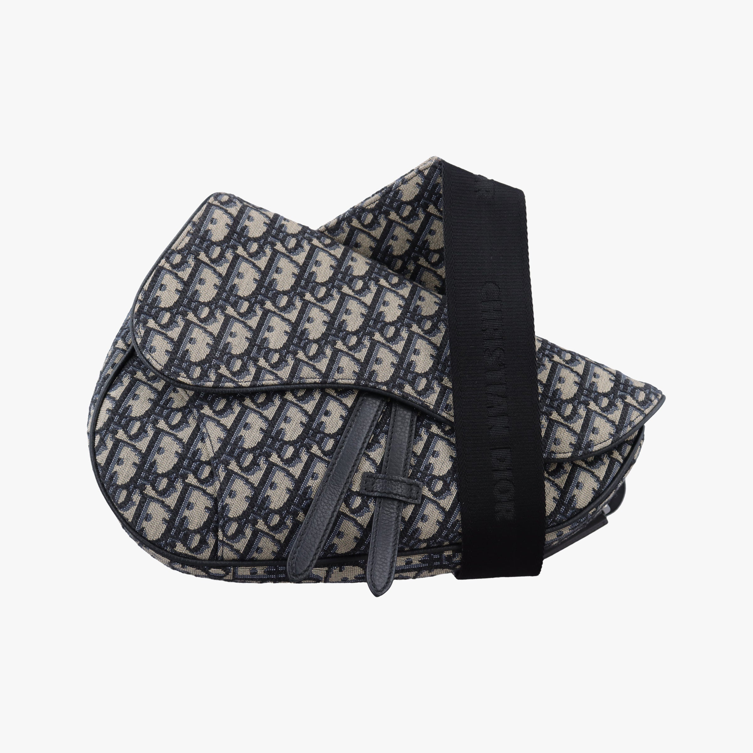 Pre-owned Christian Dior saddle Navy Jacquard×Leather  bum bag/waist bag | stylenewstar