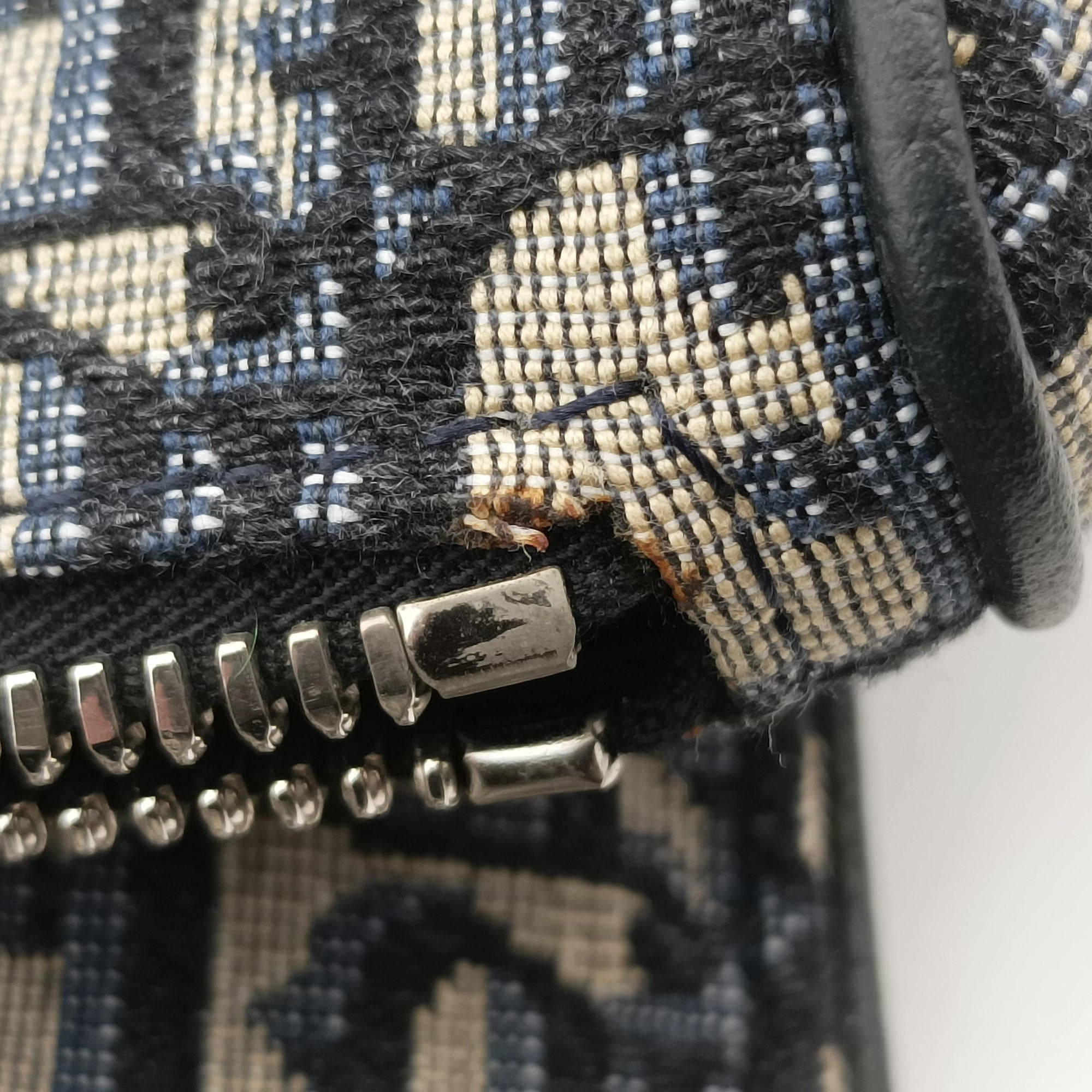 Pre-owned Christian Dior saddle Navy Jacquard×Leather  bum bag/waist bag | stylenewstar