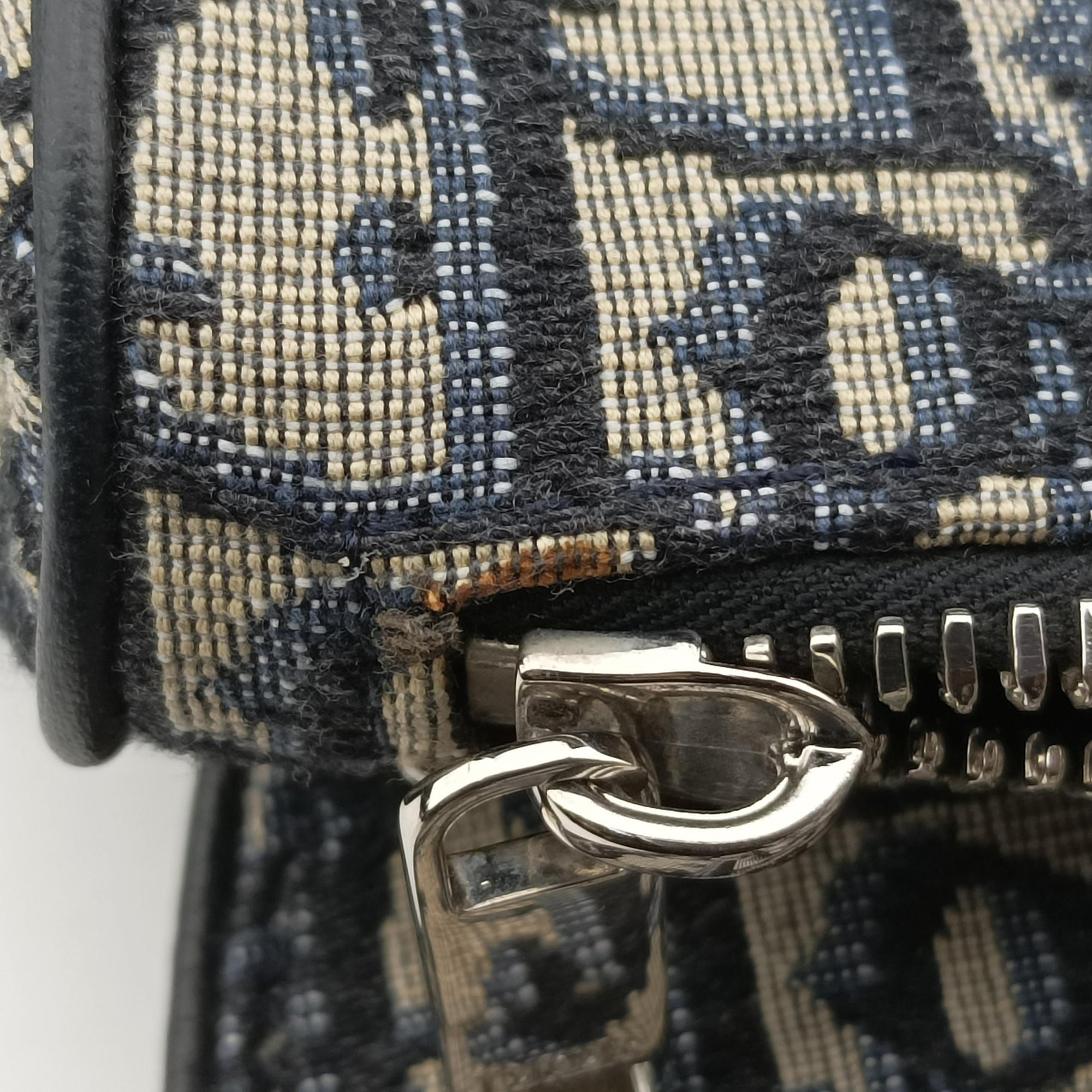 Pre-owned Christian Dior saddle Navy Jacquard×Leather  bum bag/waist bag | stylenewstar