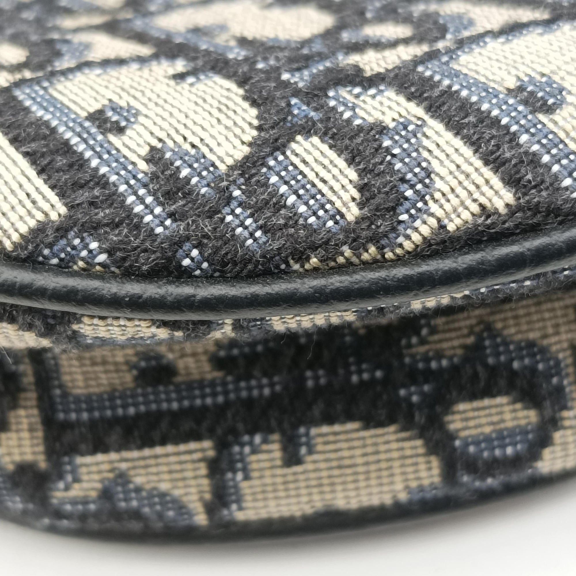 Pre-owned Christian Dior saddle Navy Jacquard×Leather  bum bag/waist bag | stylenewstar
