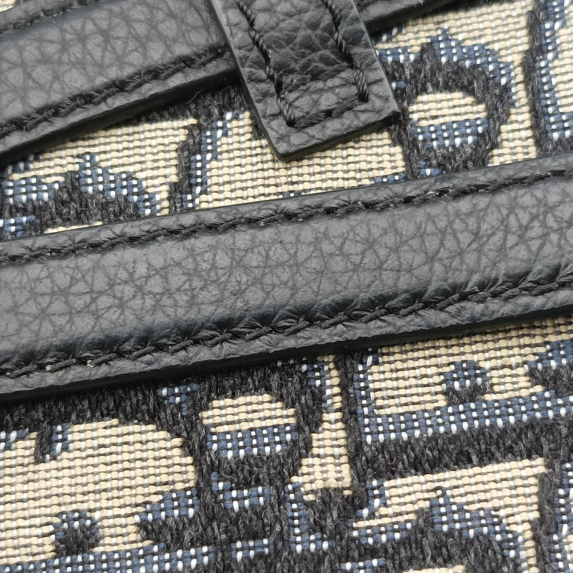 Pre-owned Christian Dior saddle Navy Jacquard×Leather  bum bag/waist bag | stylenewstar