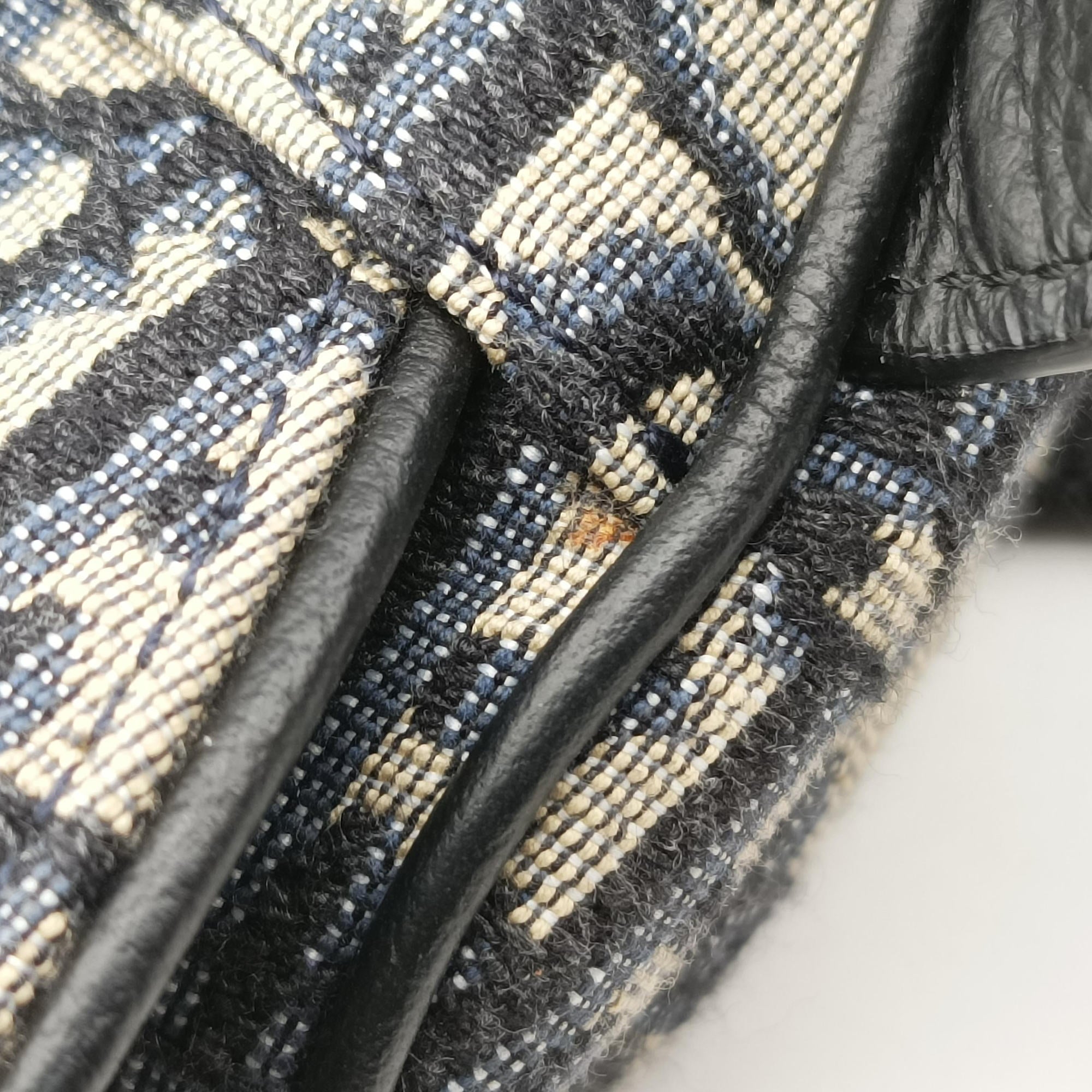 Pre-owned Christian Dior saddle Navy Jacquard×Leather  bum bag/waist bag | stylenewstar