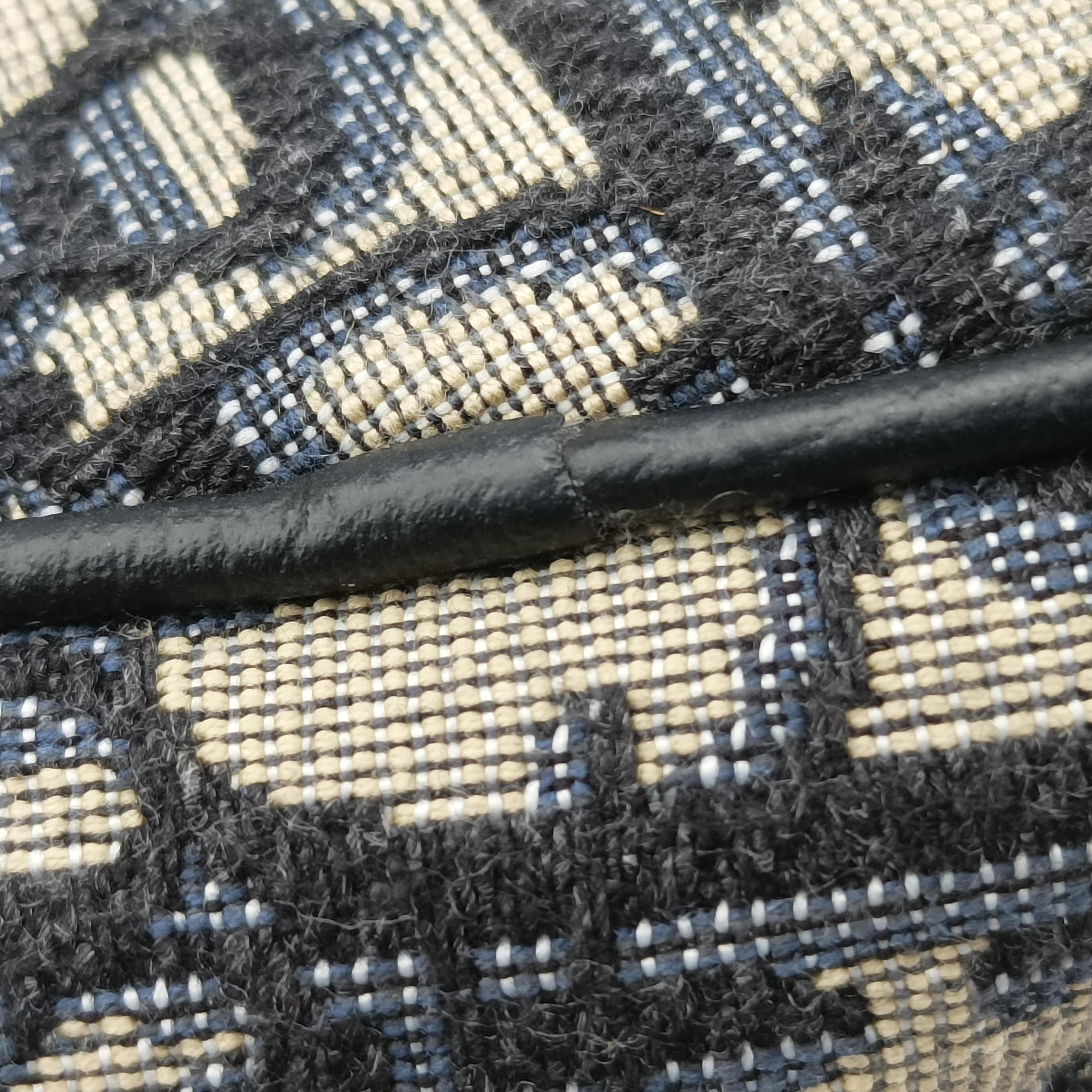 Pre-owned Christian Dior saddle Navy Jacquard×Leather  bum bag/waist bag | stylenewstar