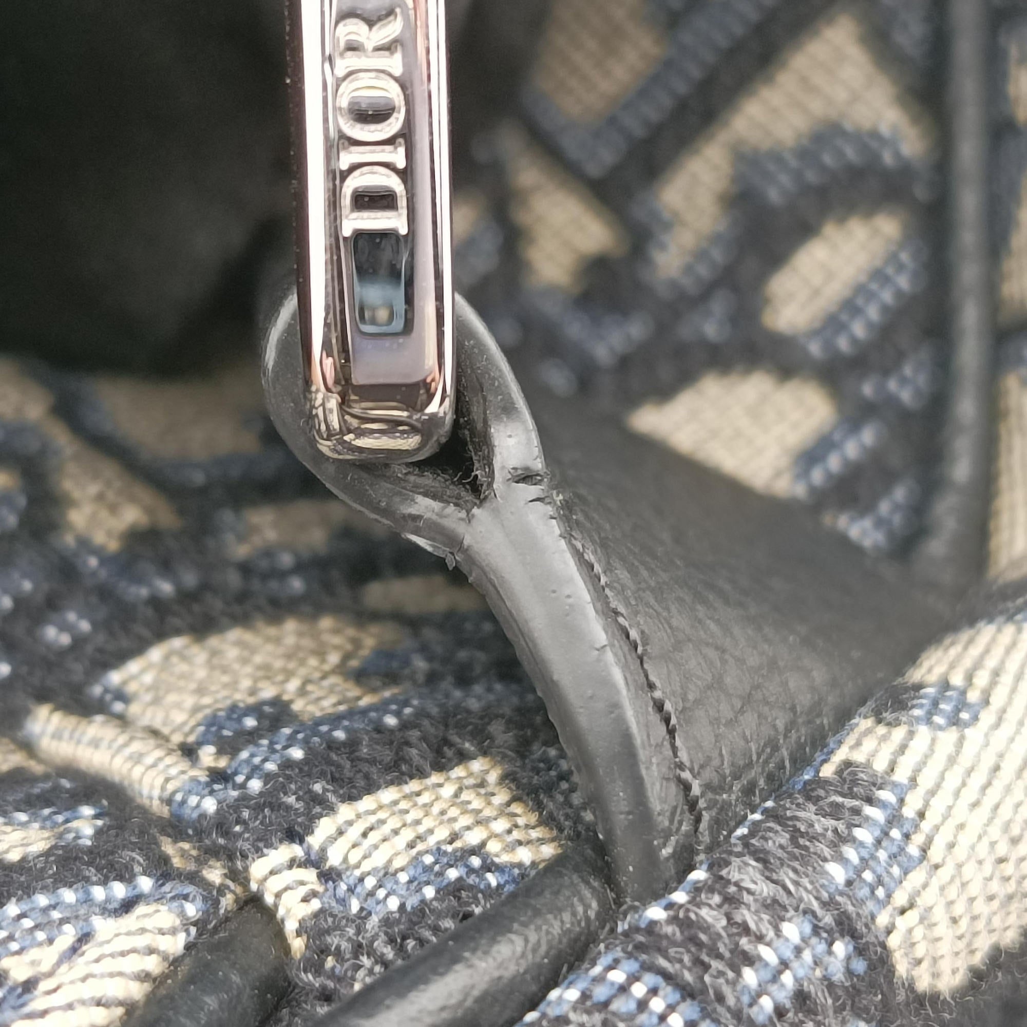 Pre-owned Christian Dior saddle Navy Jacquard×Leather  bum bag/waist bag | stylenewstar