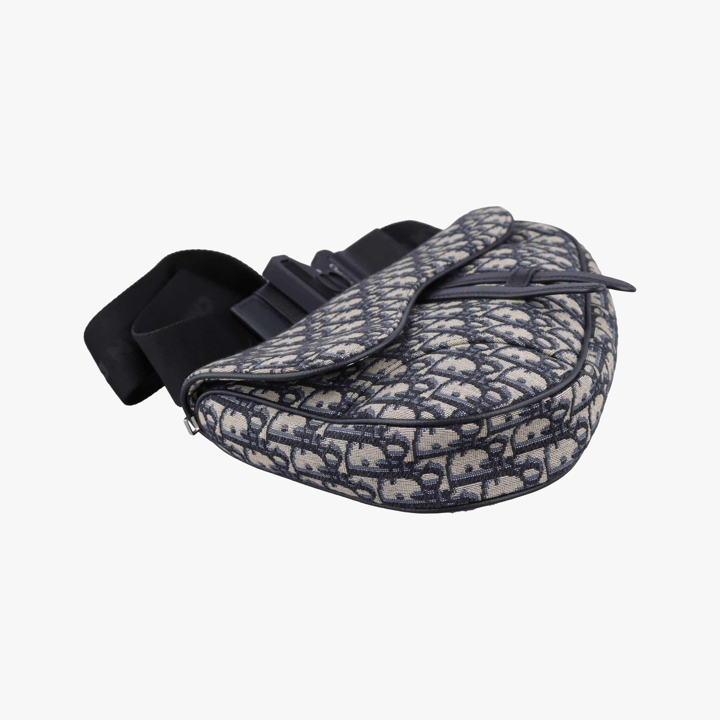 Pre-owned Christian Dior saddle Navy Jacquard×Leather  bum bag/waist bag | stylenewstar