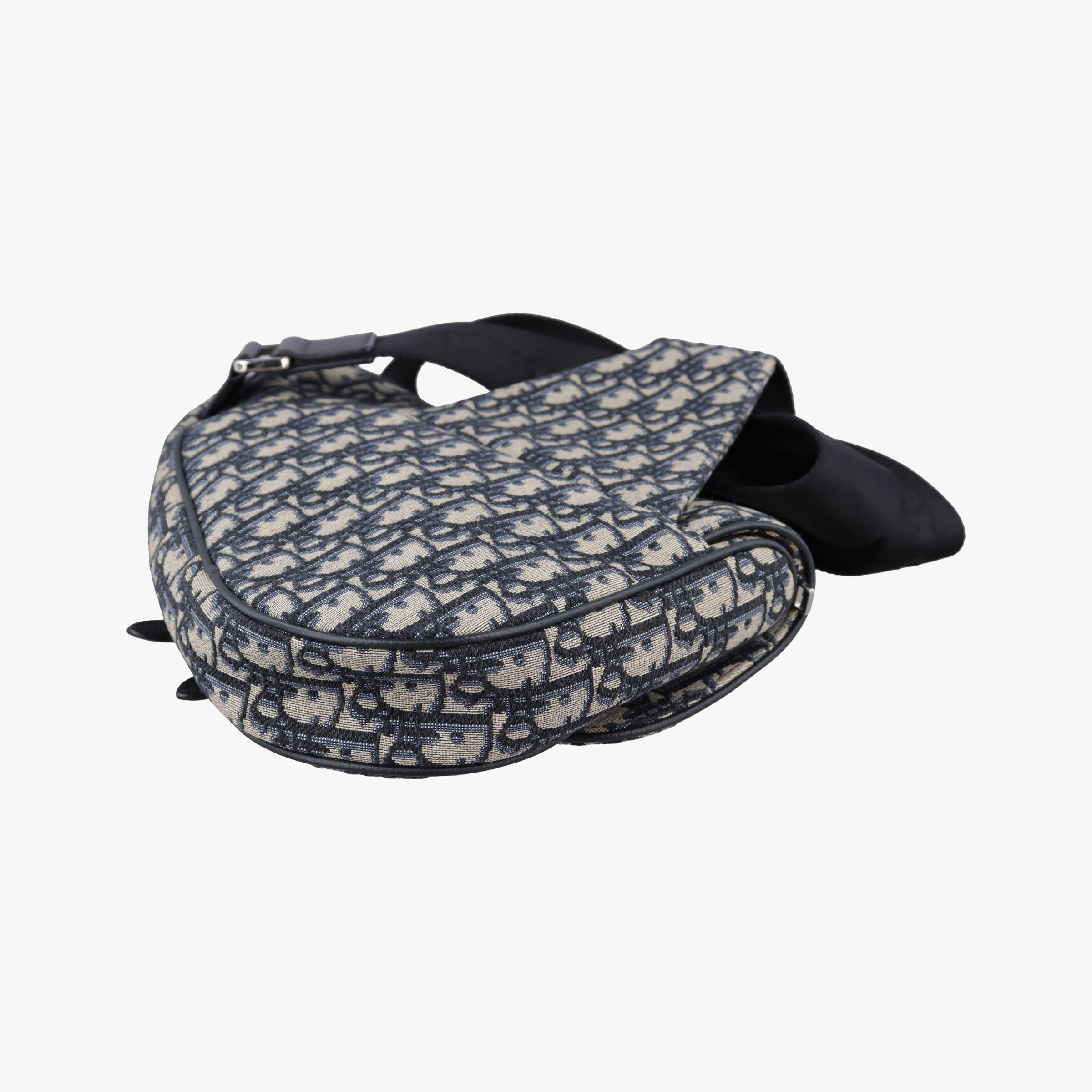 Pre-owned Christian Dior saddle Navy Jacquard×Leather  bum bag/waist bag | stylenewstar
