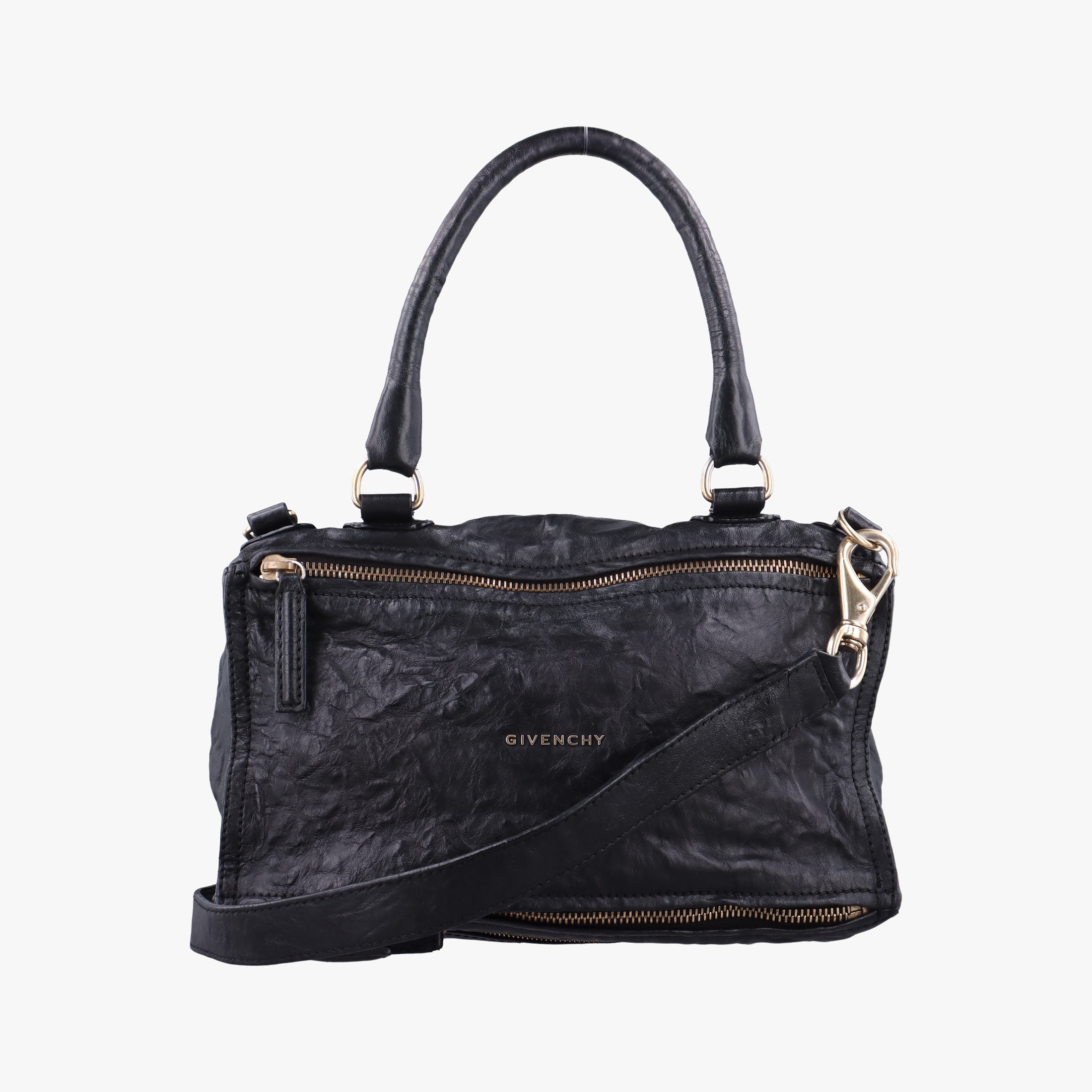 Pre-owned Givenchy Pandora Black Leather  shoulderbag | stylenewstar