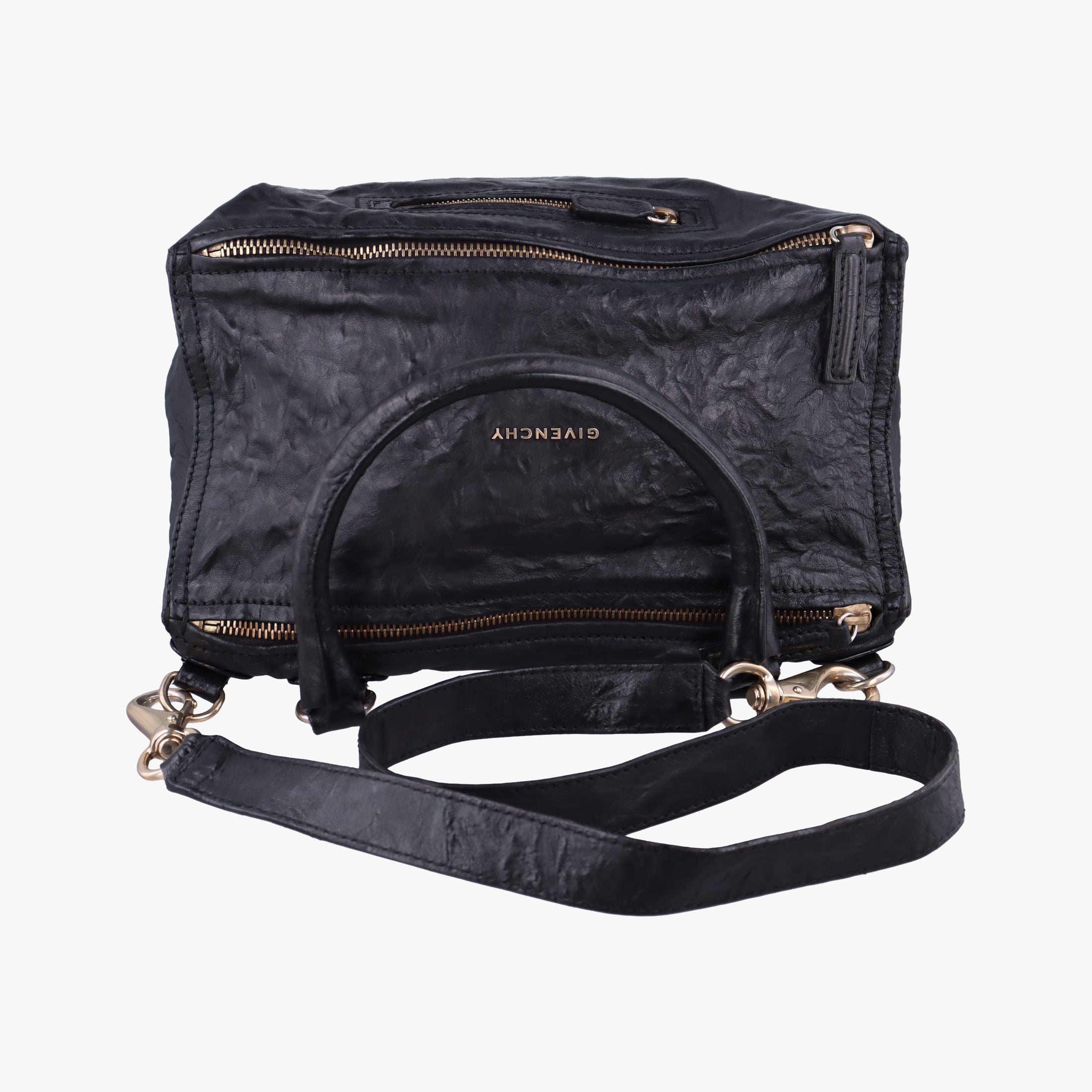 Pre-owned Givenchy Pandora Black Leather  shoulderbag | stylenewstar