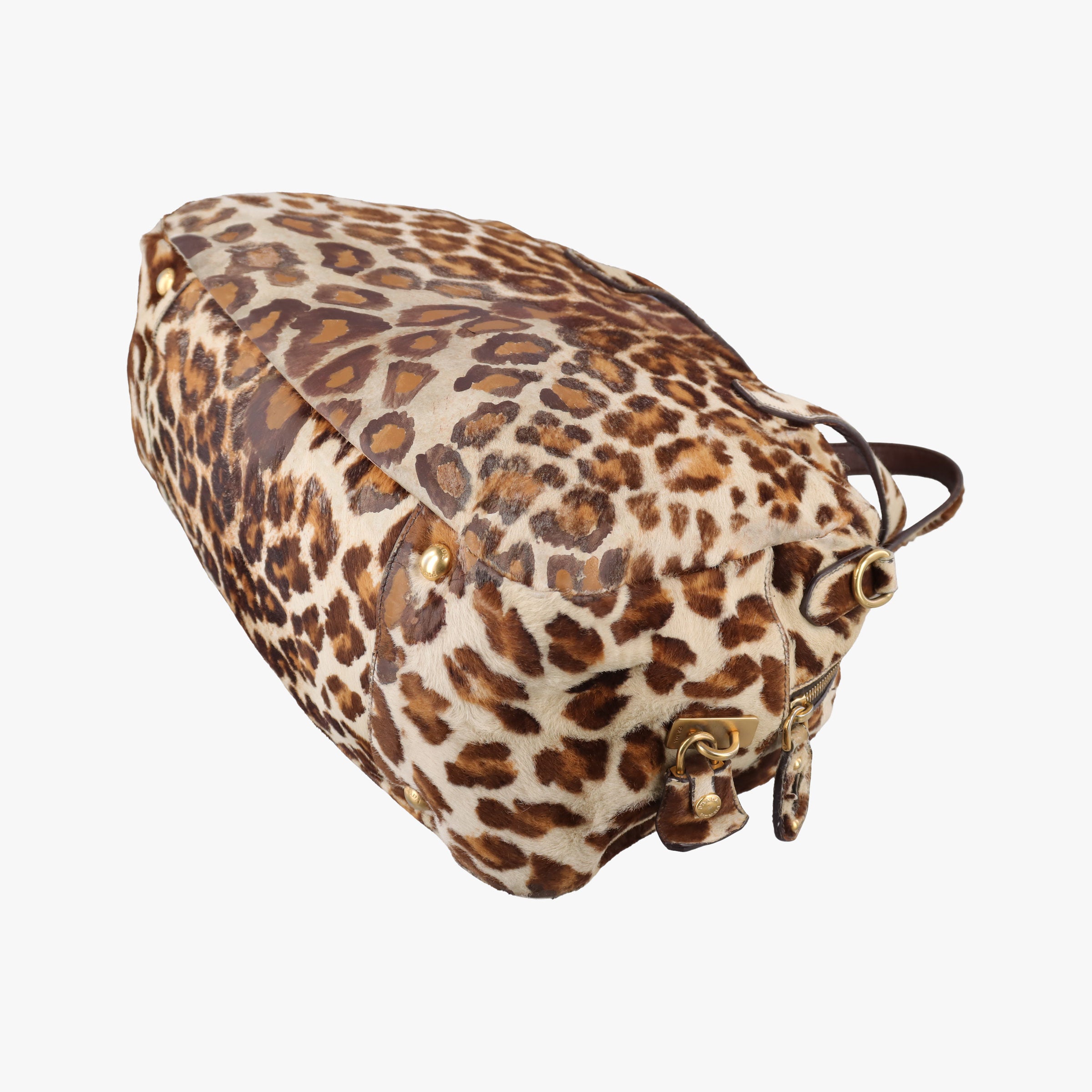 Pre-owned Prada Leopard print Multicolour ponyhair　  shoulderbag | stylenewstar