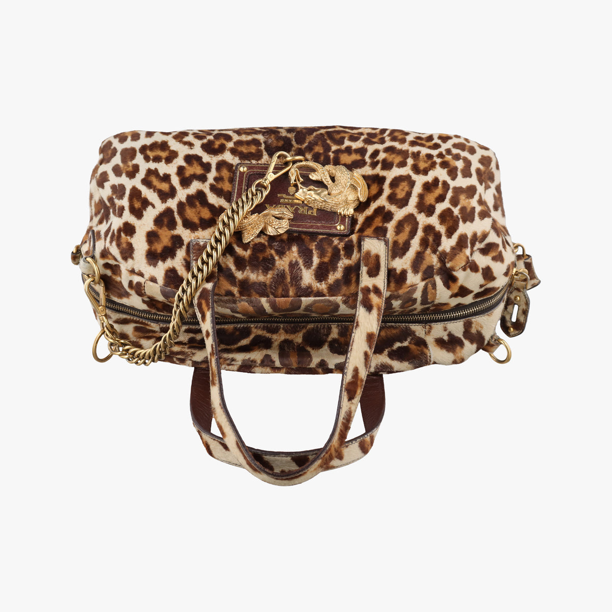 Pre-owned Prada Leopard print Multicolour ponyhair　  shoulderbag | stylenewstar