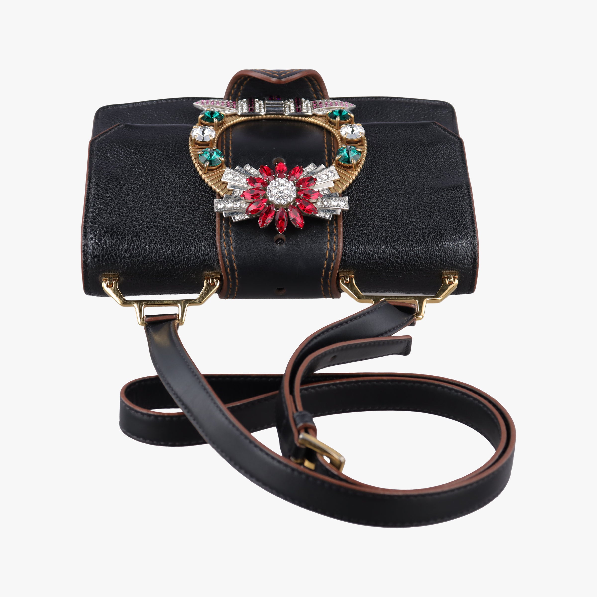 Pre-owned Miu Miu Miu Lady Black Leather  shoulderbag | stylenewstar