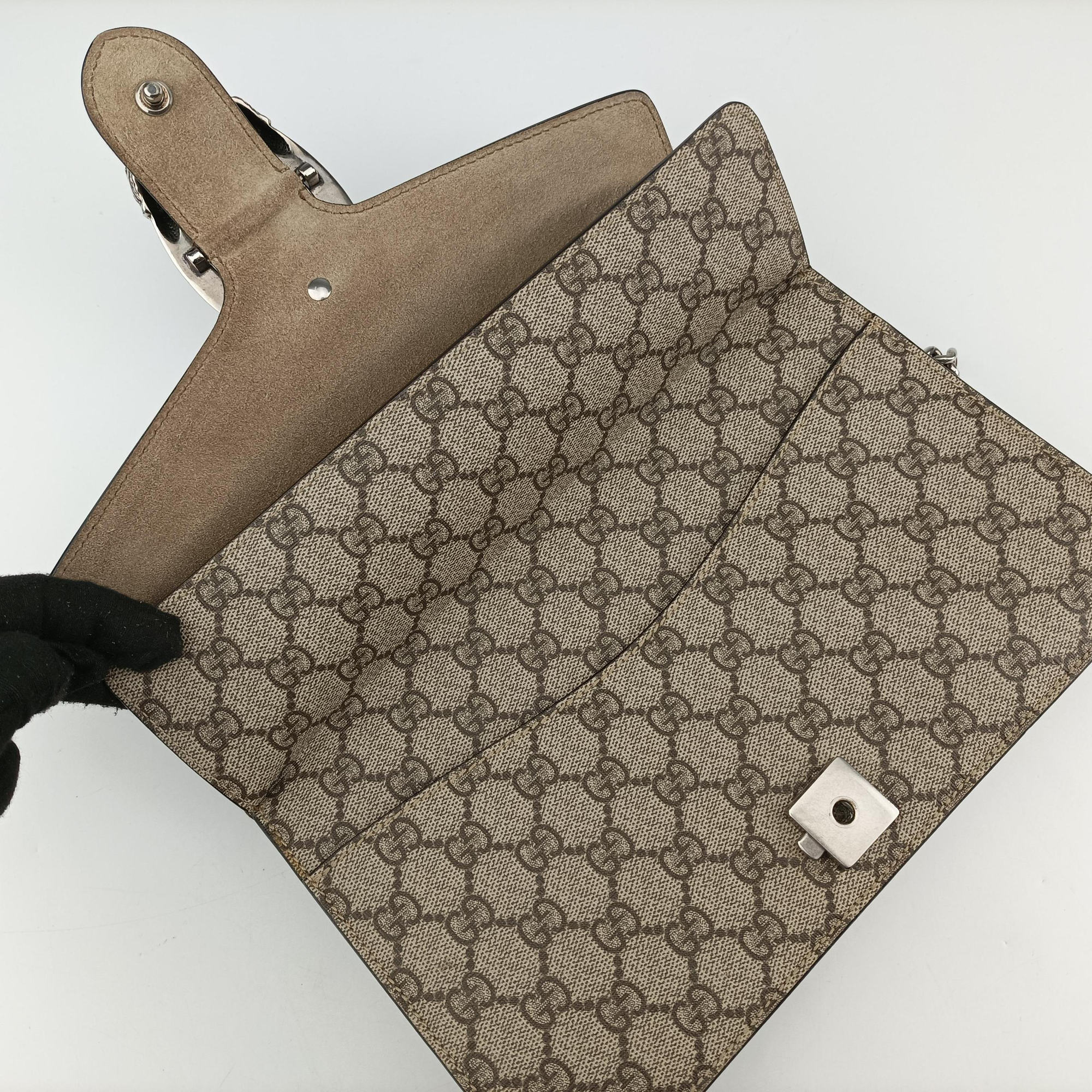 Pre-owned Gucci Dionysus Beige×Brown PVC coated canvas × suede 400249 shoulderbag | stylenewstar