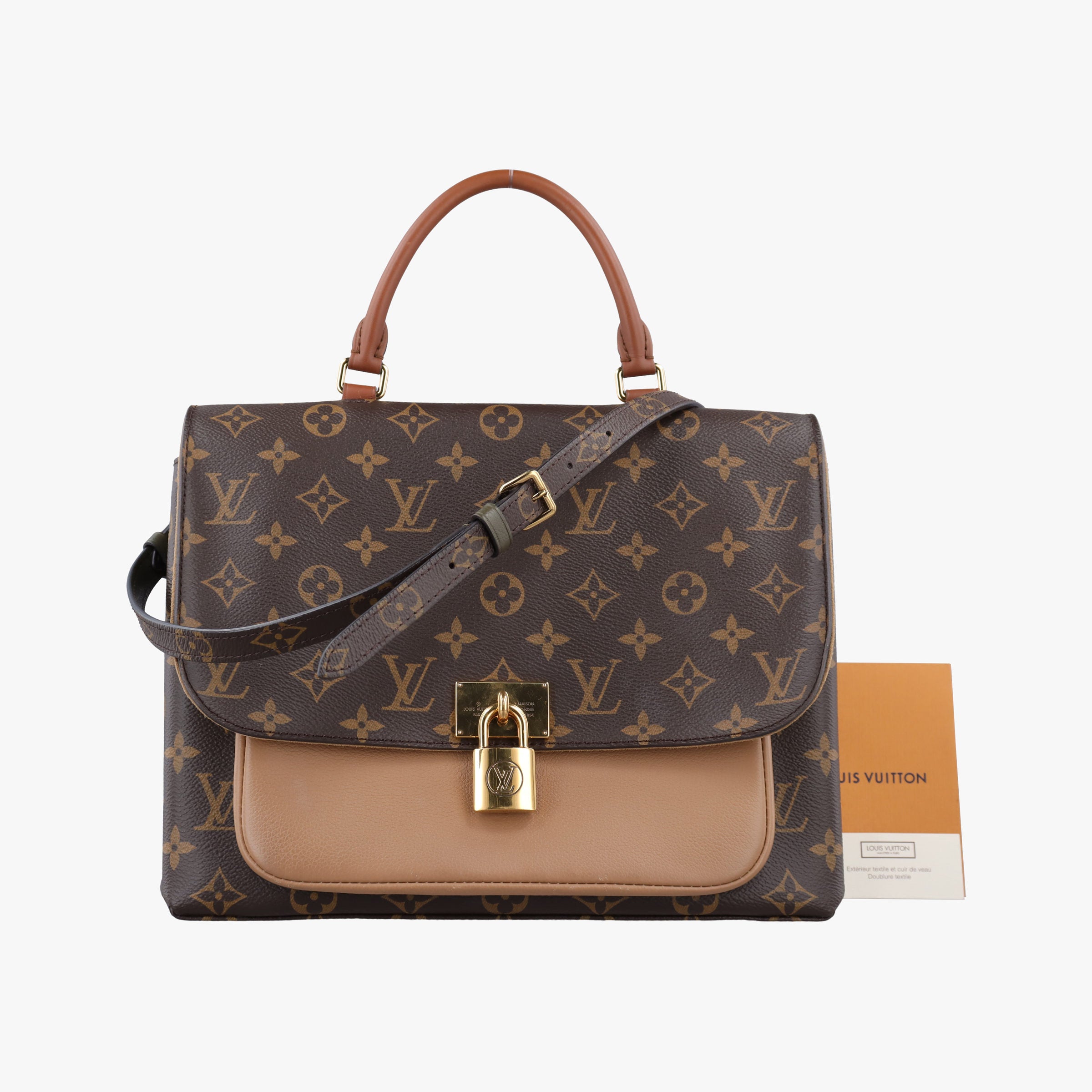 Pre-owned Louis Vuitton MARIGNAN brown×SESAME Monogram Canvas×calf leather M44544 shoulderbag | stylenewstar