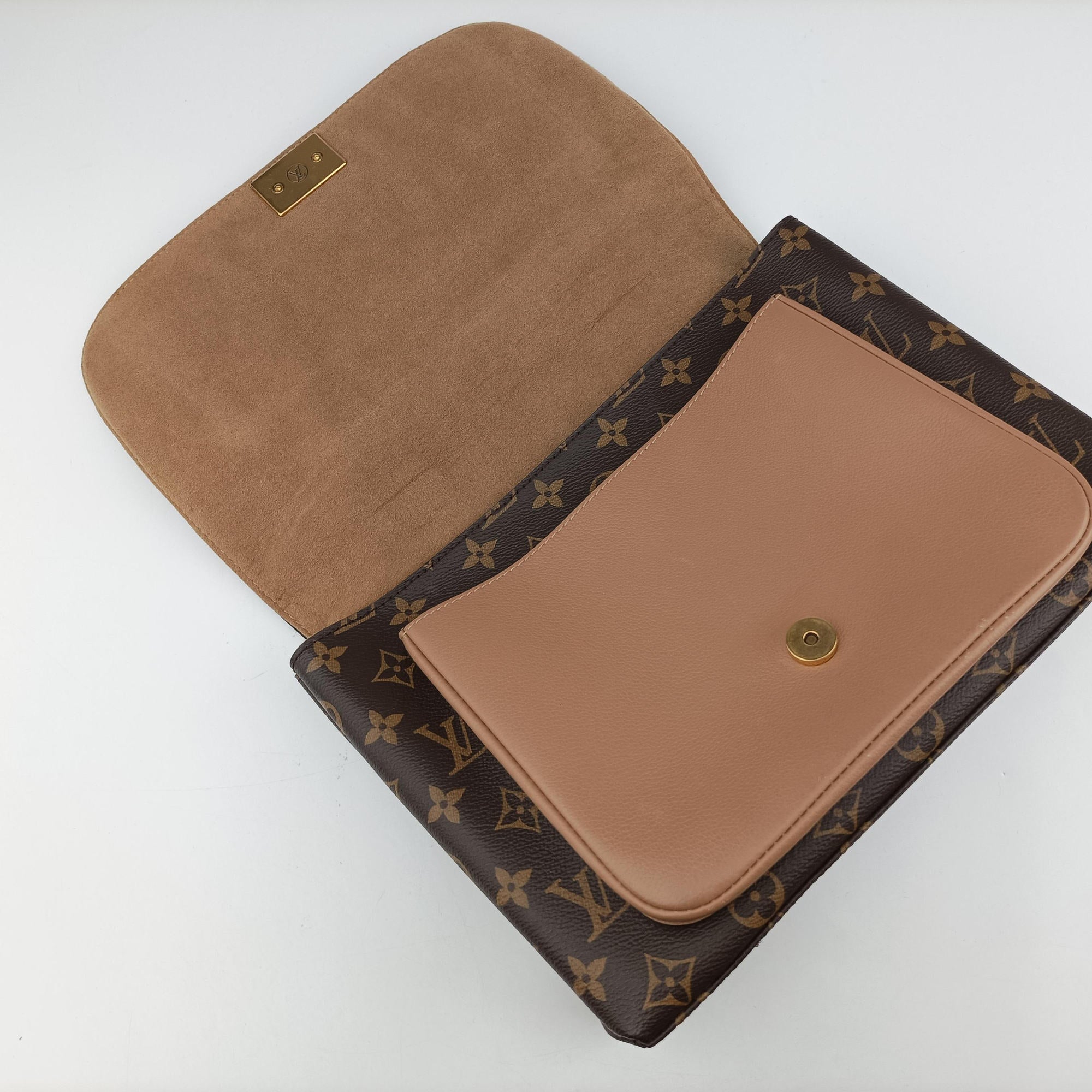 Pre-owned Louis Vuitton MARIGNAN brown×SESAME Monogram Canvas×calf leather M44544 shoulderbag | stylenewstar