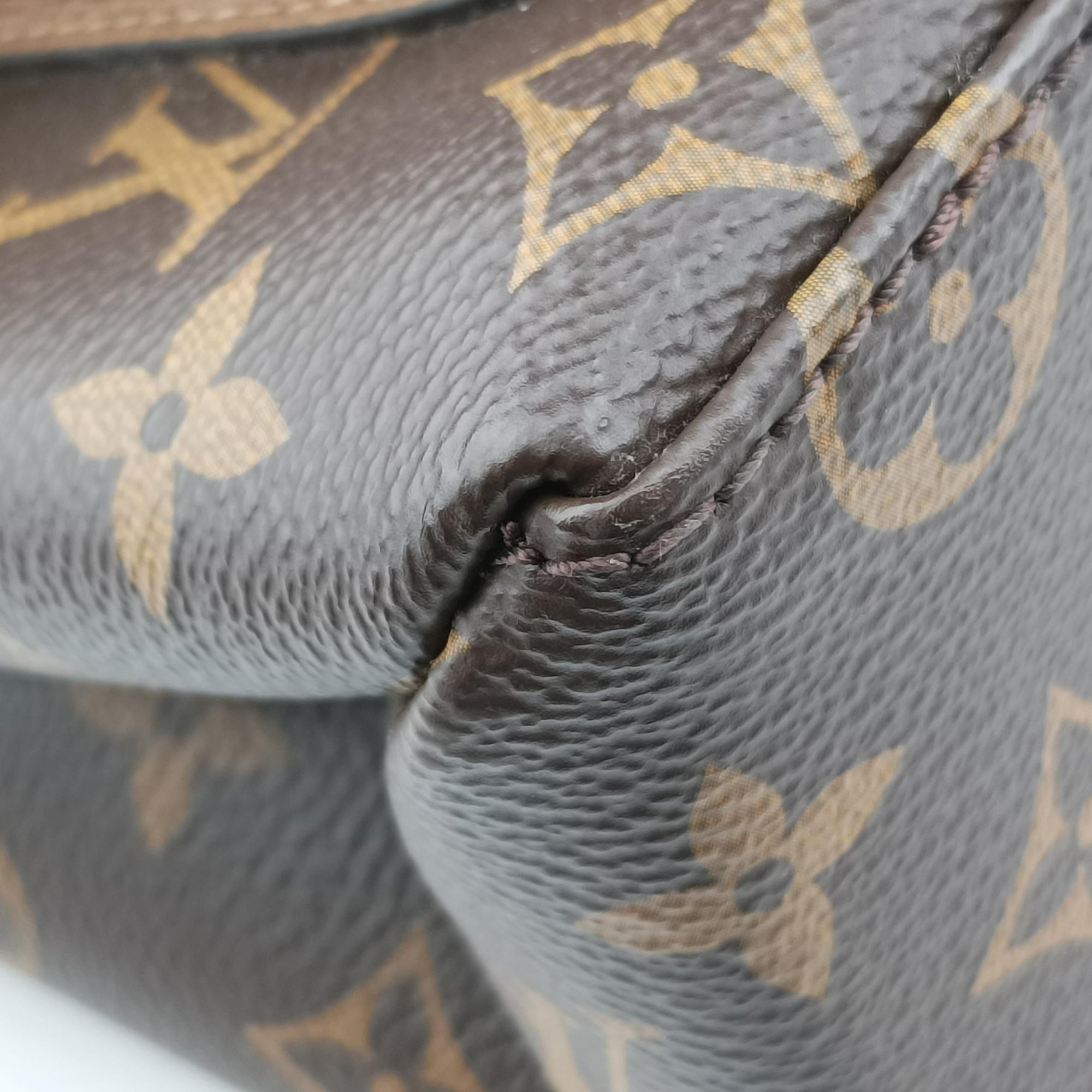 Pre-owned Louis Vuitton MARIGNAN brown×SESAME Monogram Canvas×calf leather M44544 shoulderbag | stylenewstar